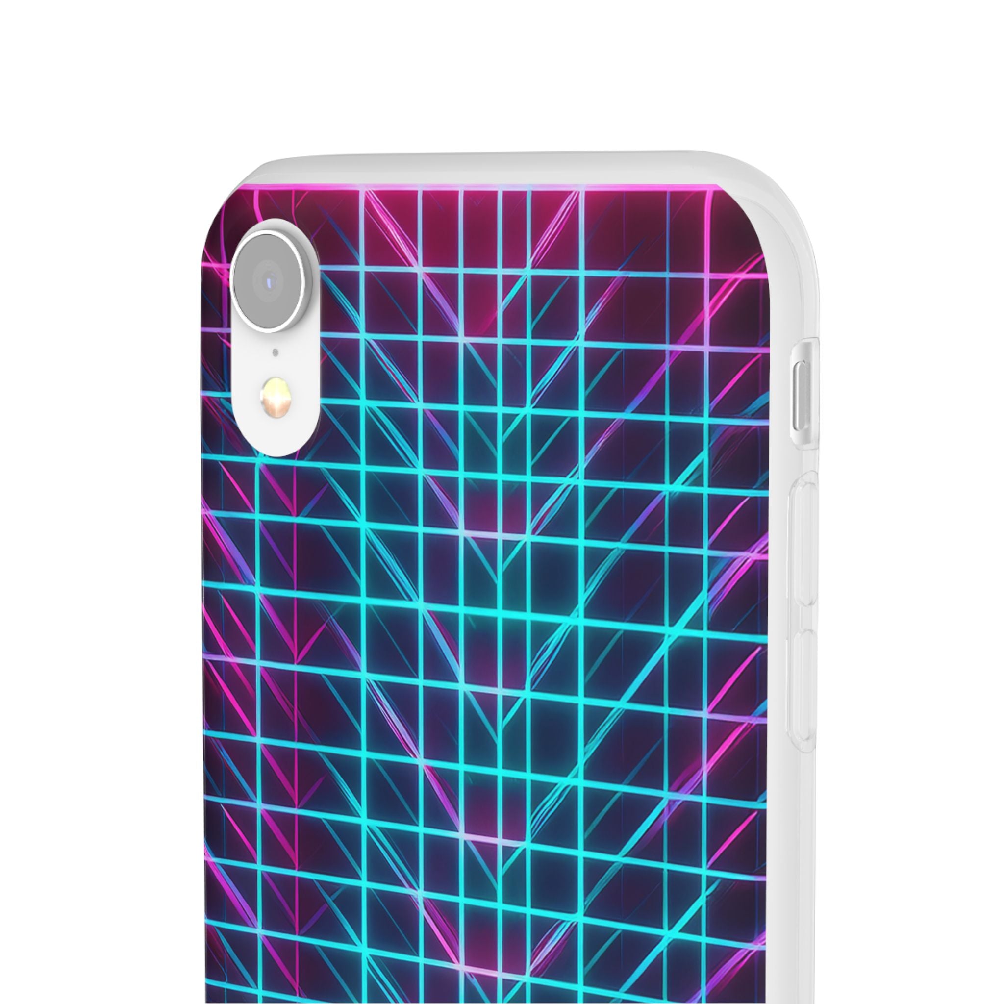 Retro Neon Grid Phone Case – 80s Vaporwave Geometric iPhone Cover