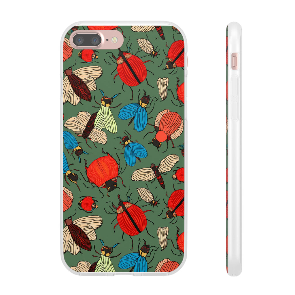 Bug Pattern Phone Case — Colorful Beetles & Flies Design