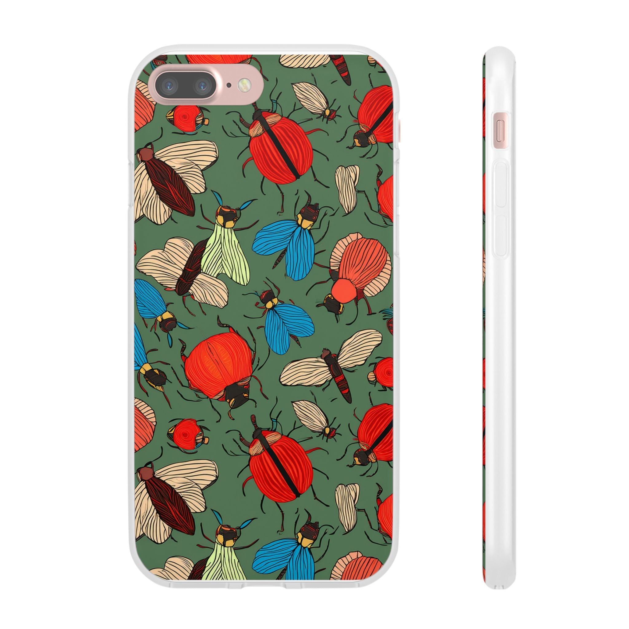 Bug Pattern Phone Case — Colorful Beetles & Flies Design