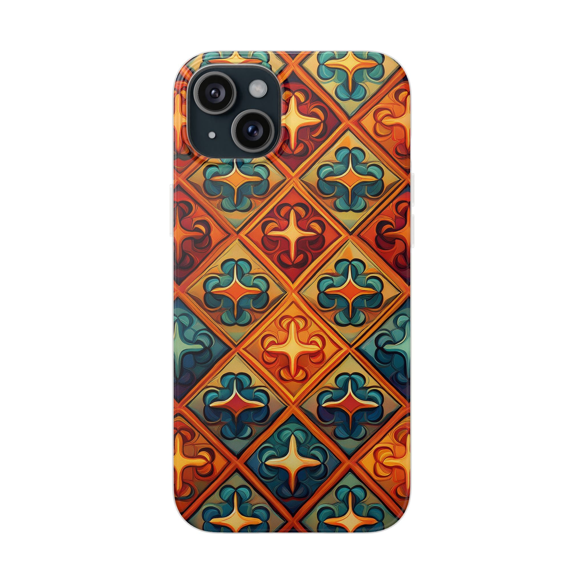 Vintage Tile Pattern Phone Case — Retro Moroccan Geometric Flexi Case