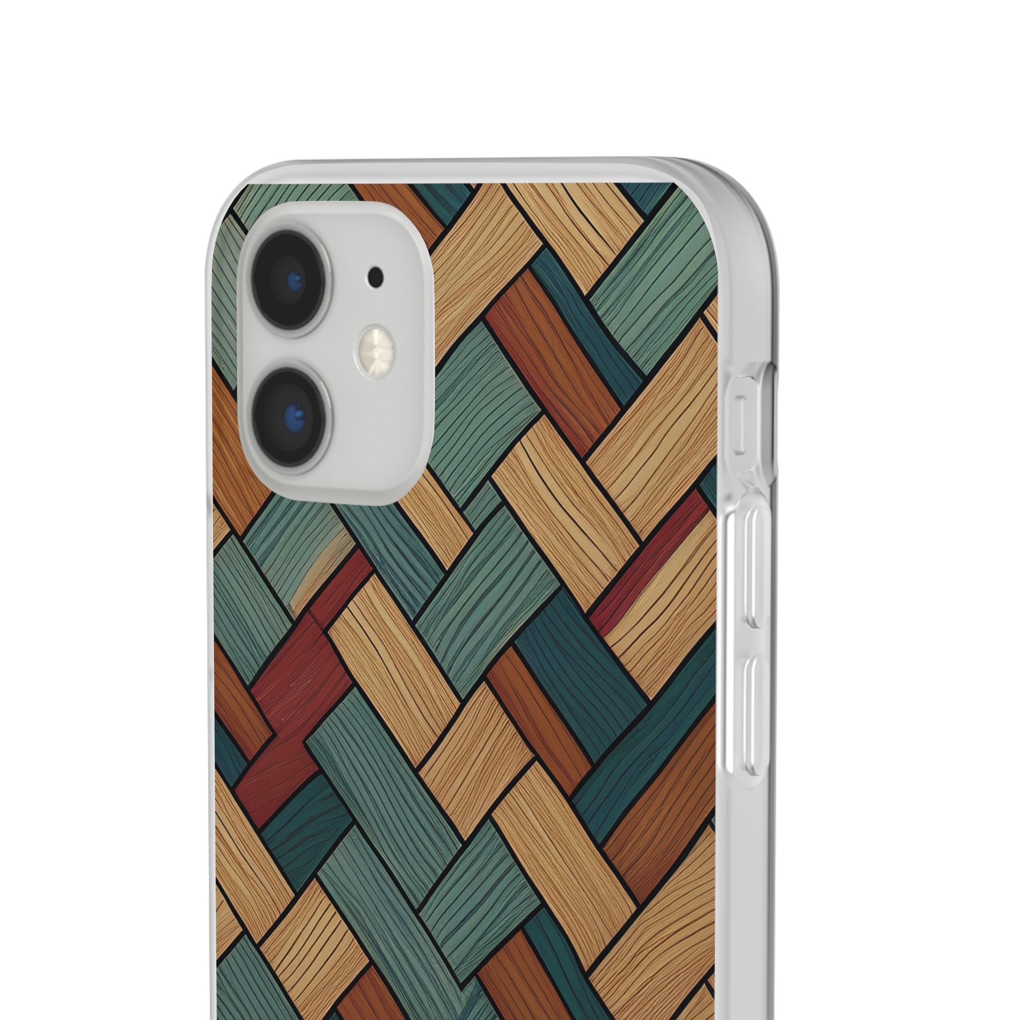 Woven Wood Pattern Phone Case — Rustic Geometric iPhone Flexi Case
