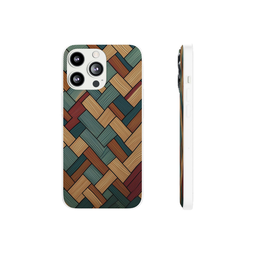 Woven Wood Pattern Phone Case — Rustic Geometric iPhone Flexi Case