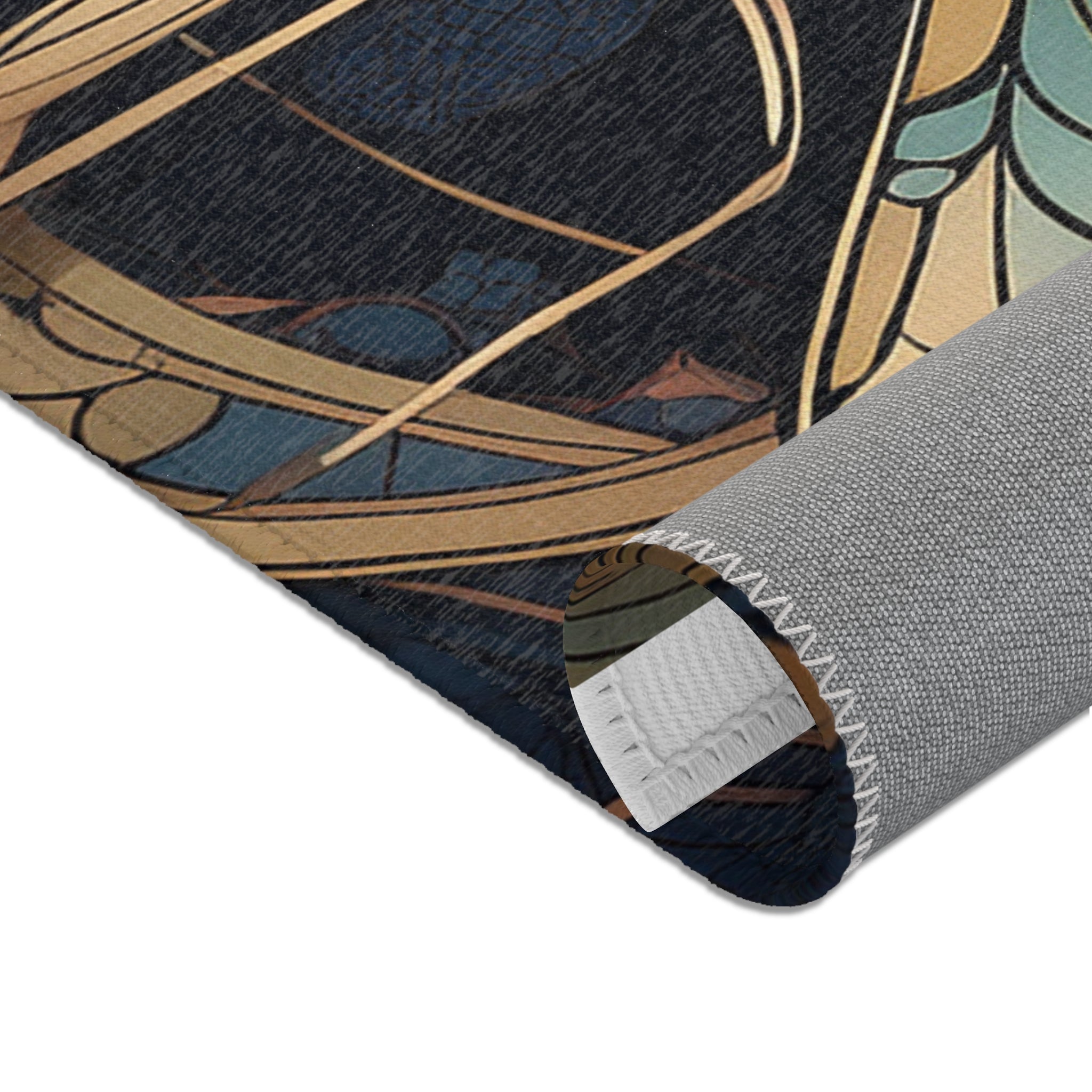 Art Nouveau Dragonfly Area Rug — Vintage Botanical Accent Rug