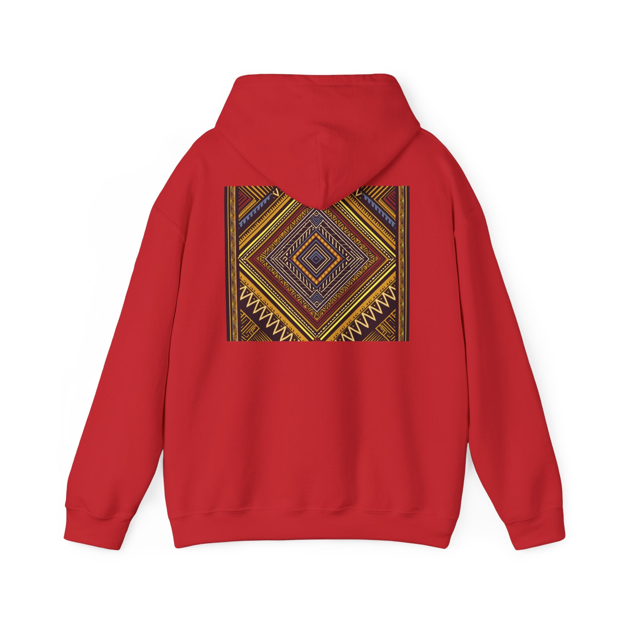 Boho Geometric Diamond Hoodie – Earthy Tribal Pattern Pullover