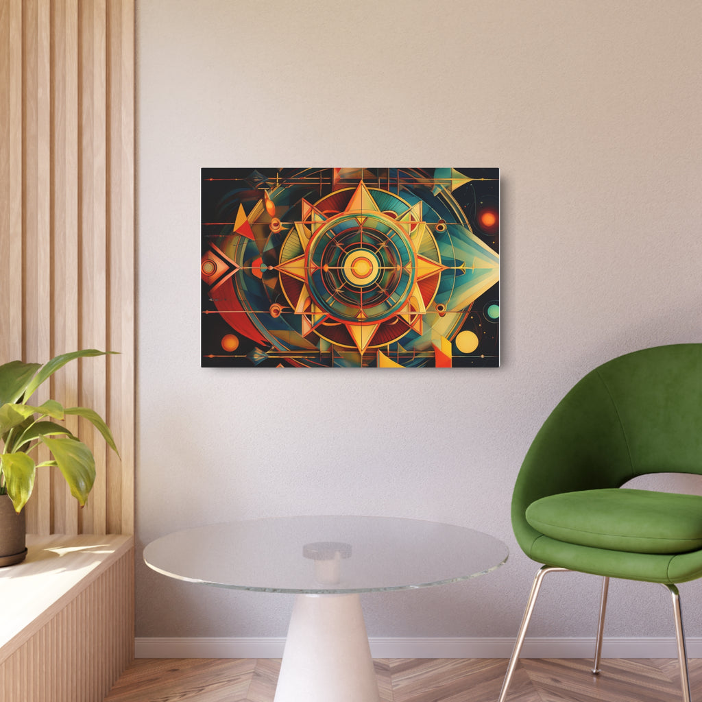 Geometric Compass Metal Art Sign — Abstract Nautical Wall Decor