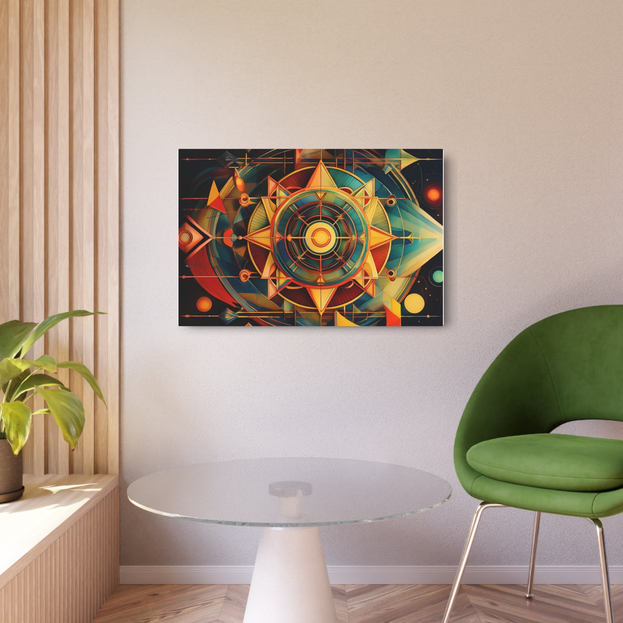 Geometric Compass Metal Art Sign — Abstract Nautical Wall Decor
