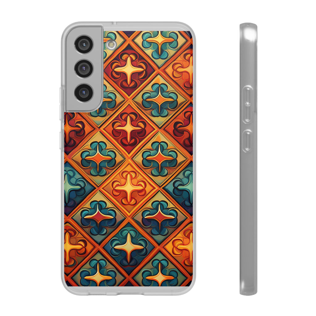 Vintage Tile Pattern Phone Case — Retro Moroccan Geometric Flexi Case