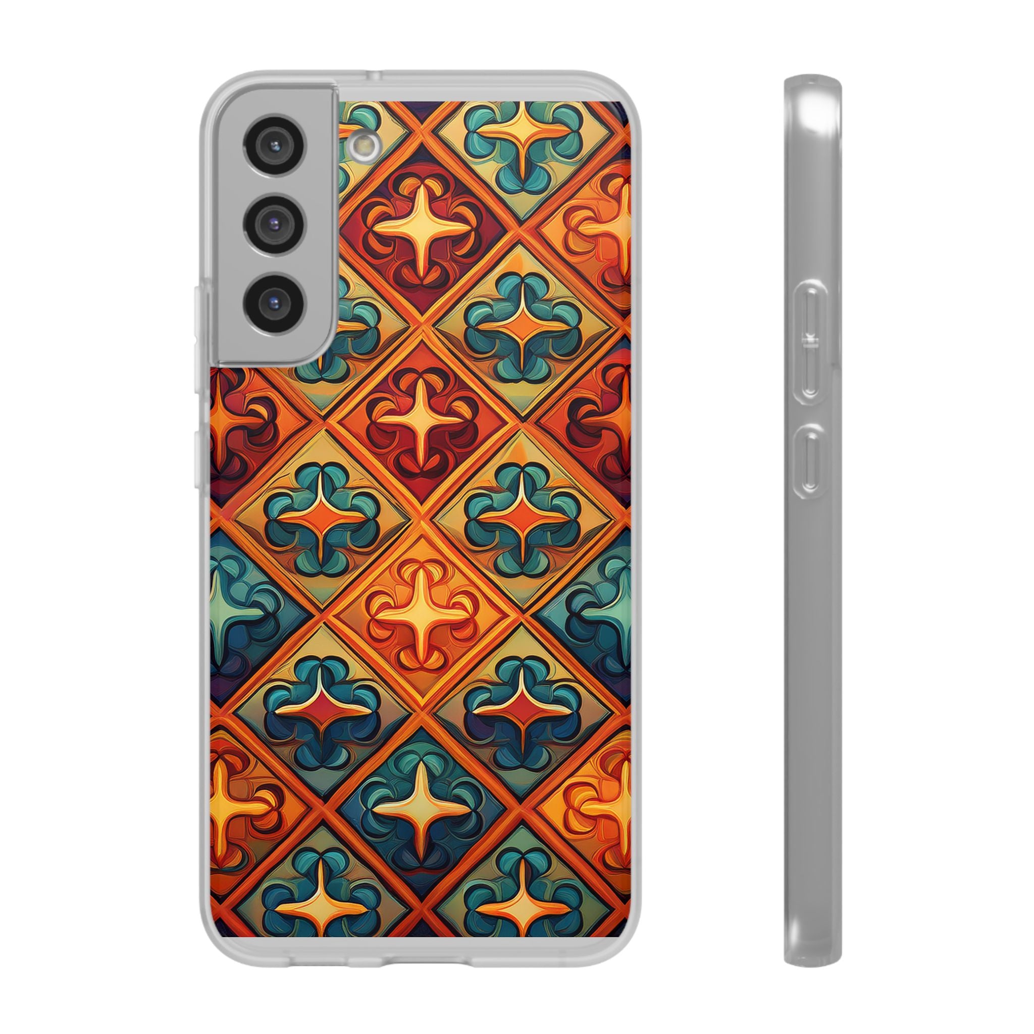 Vintage Tile Pattern Phone Case — Retro Moroccan Geometric Flexi Case