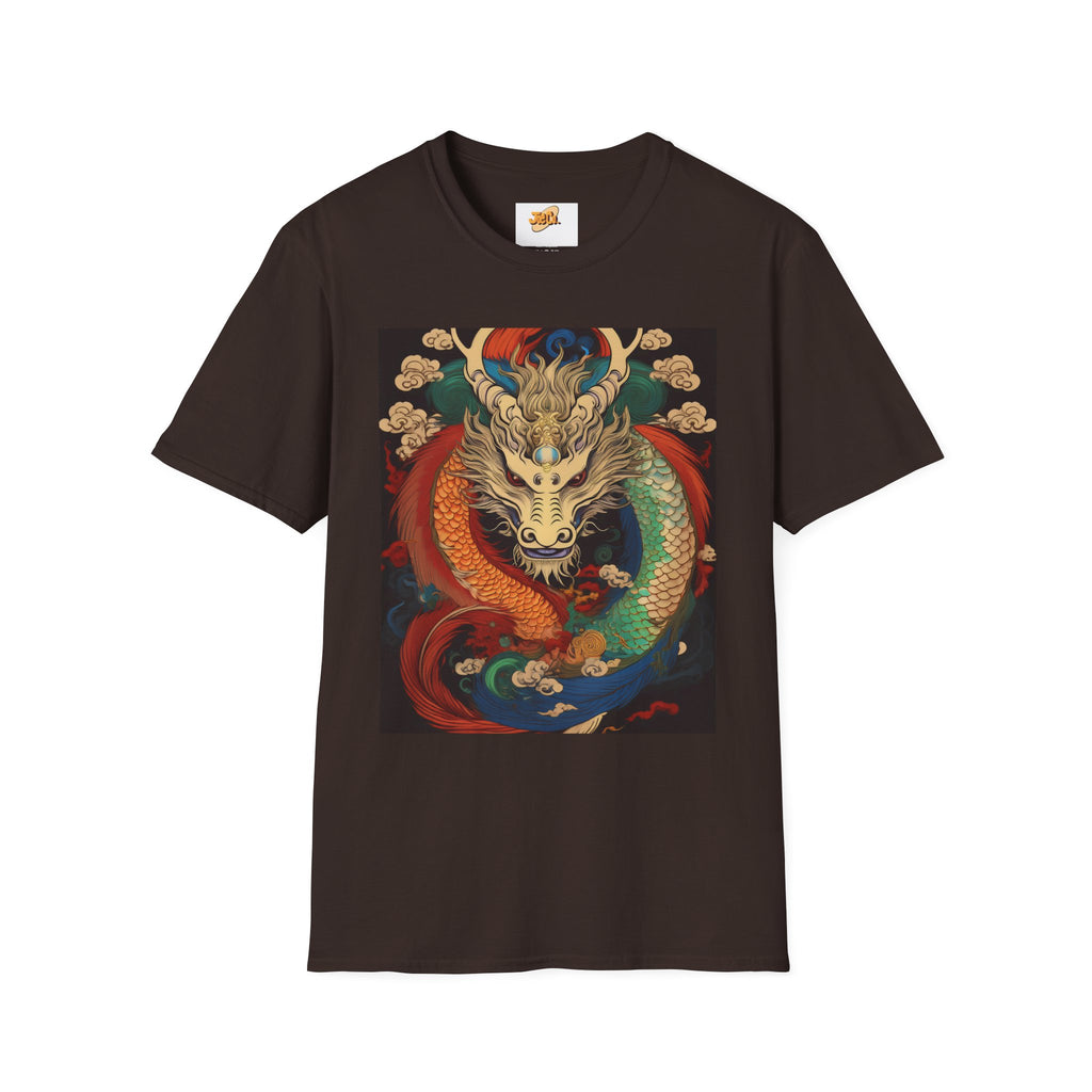Dragon Koi Fusion T-Shirt — Vibrant Asian Mythical Dragon & Koi Art Tee