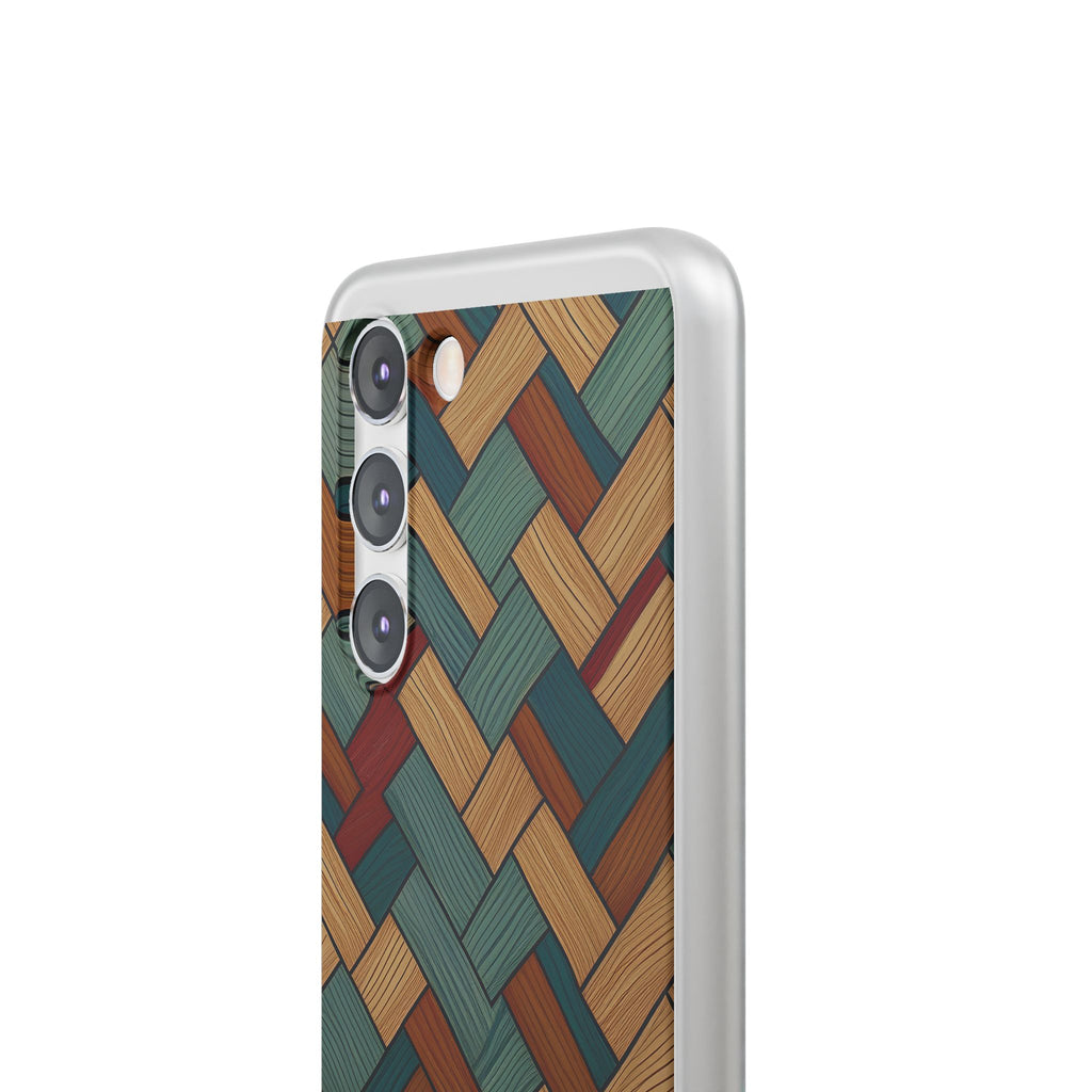 Woven Wood Pattern Phone Case — Rustic Geometric iPhone Flexi Case