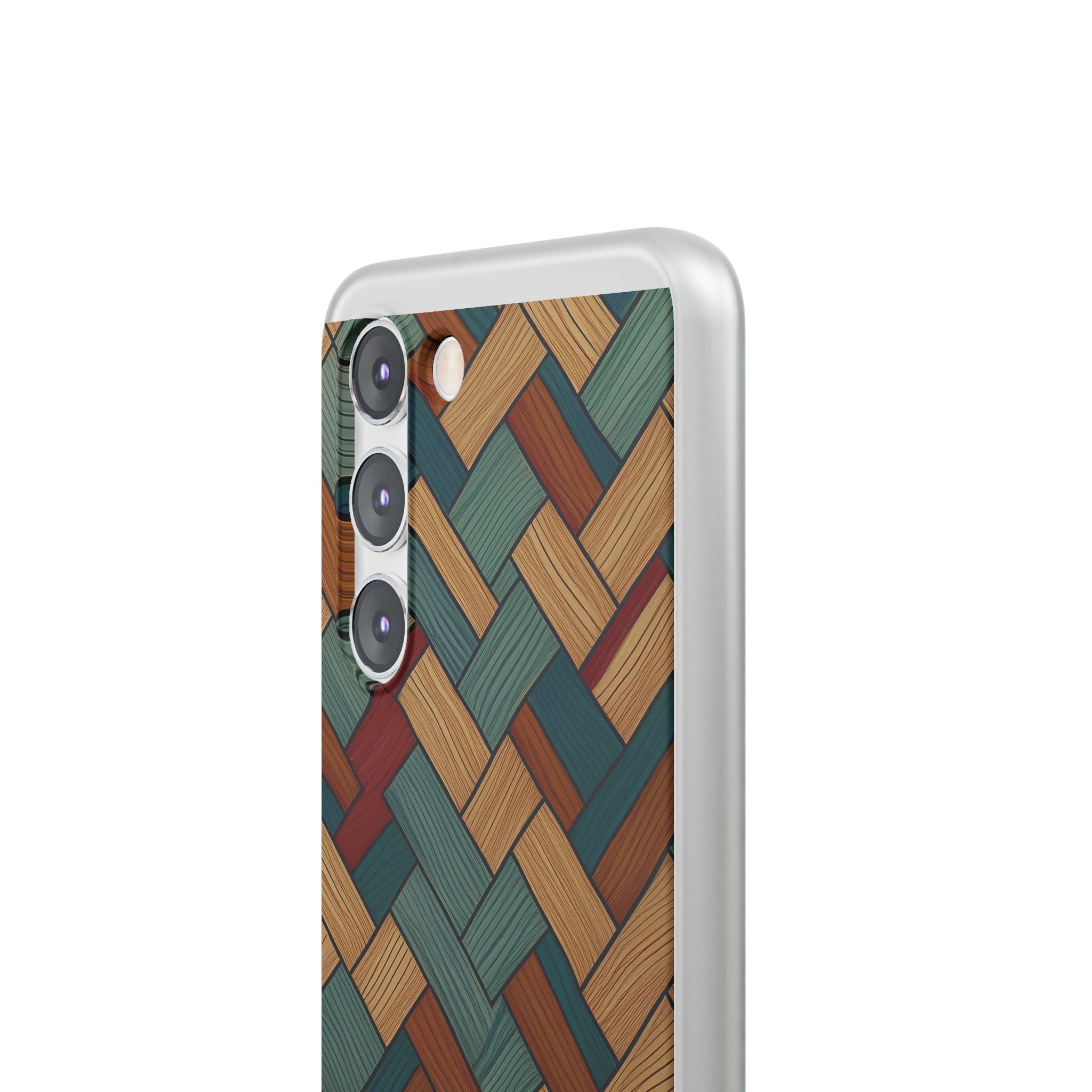 Woven Wood Pattern Phone Case — Rustic Geometric iPhone Flexi Case