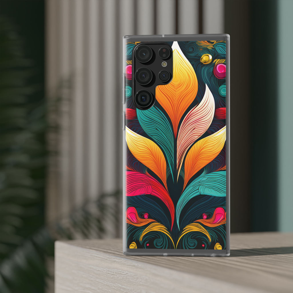 Floral Swirl Phone Case — Vibrant Boho Leaf Art Protective Cover