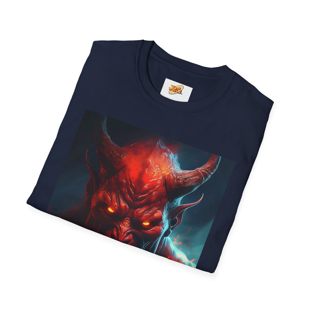 Demon Skull T-Shirt — Fiery Horned Demon Graphic Tee