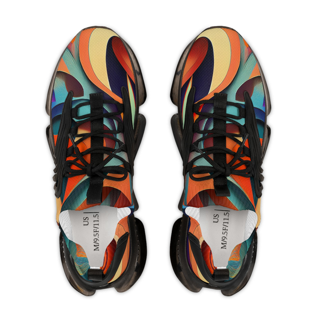 Mesh Sneakers — Retro Abstract Swirl Athletic Shoes
