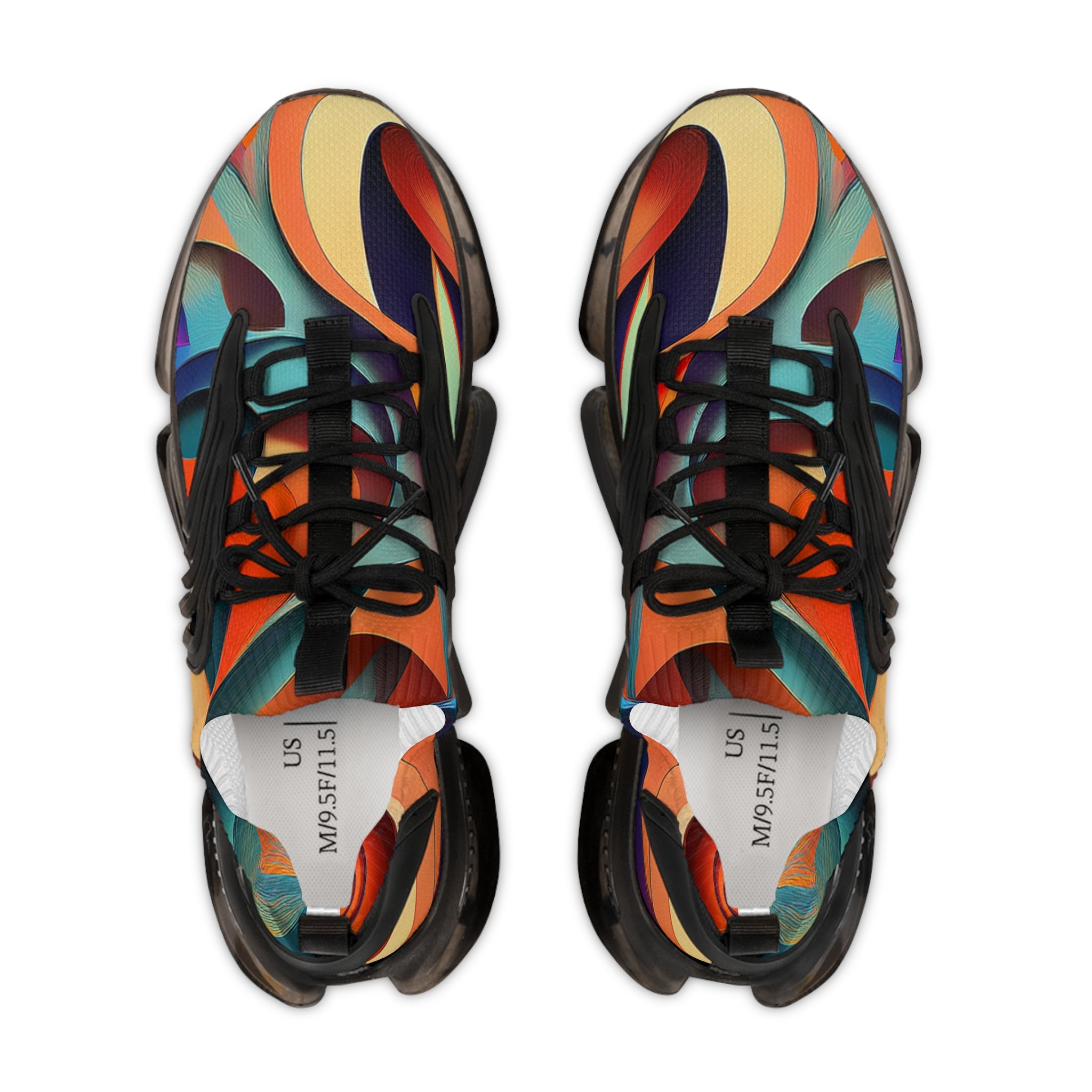 Mesh Sneakers — Retro Abstract Swirl Athletic Shoes