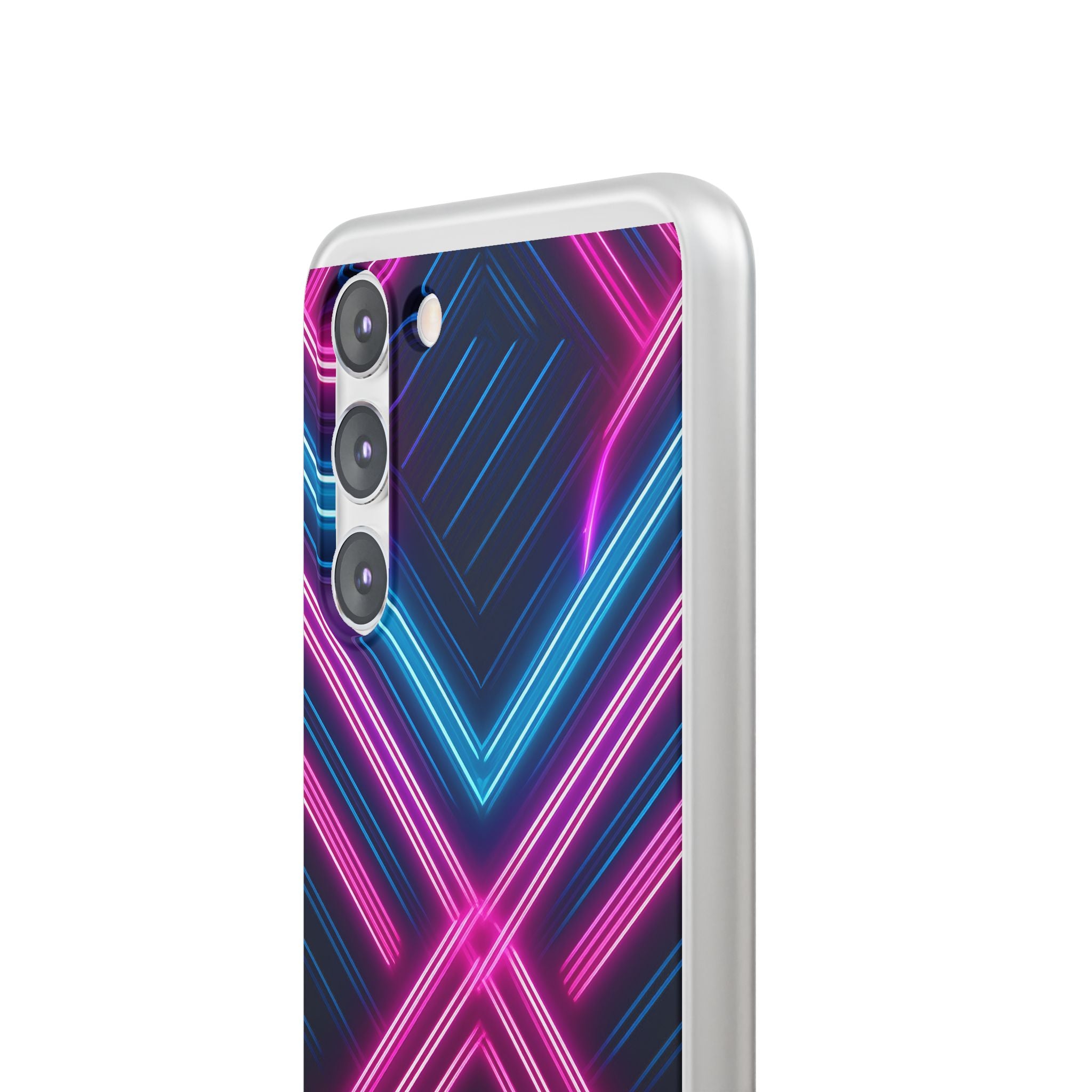 Neon Geometric Phone Case – Retro Vibes Blue & Pink Flexi Case