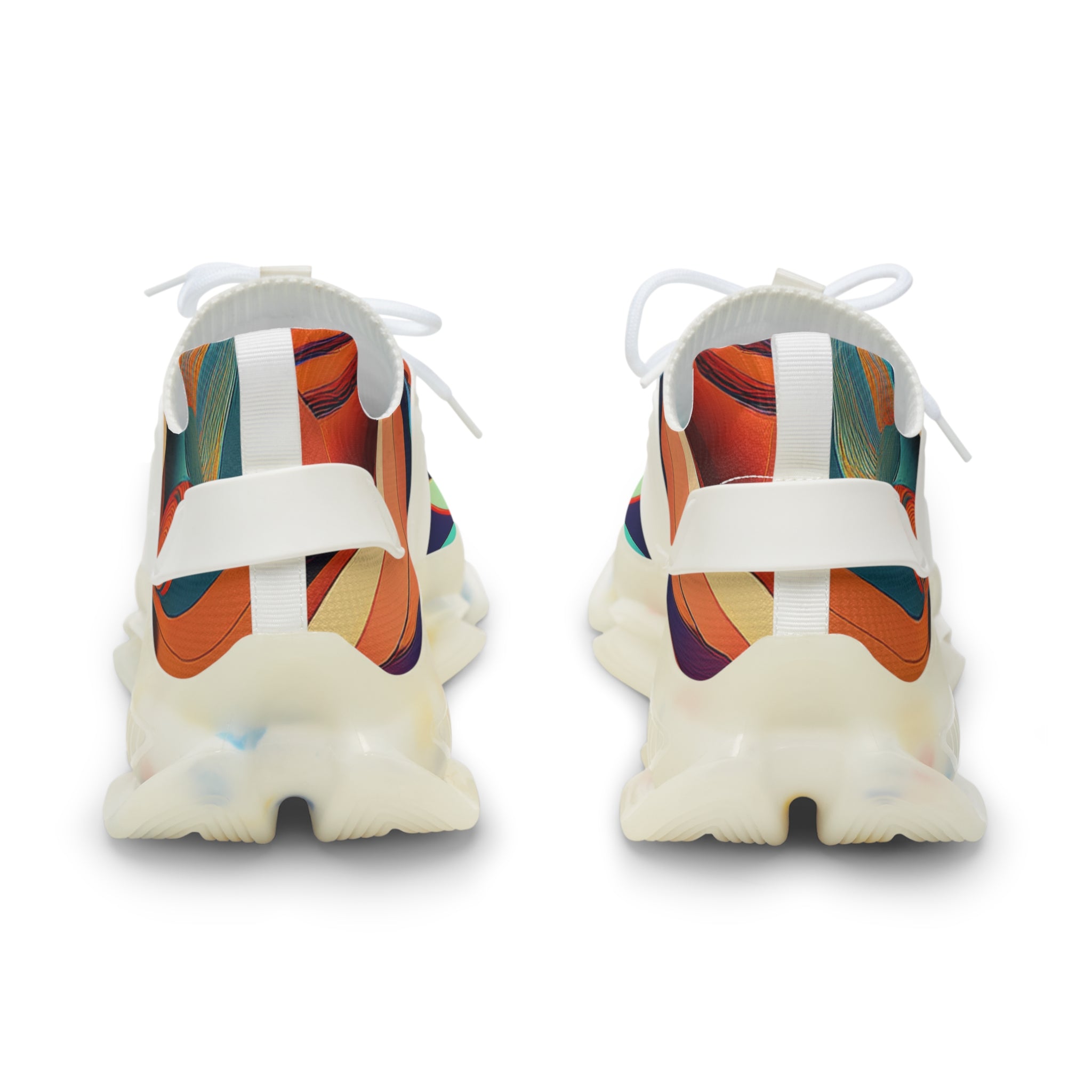 Mesh Sneakers — Retro Abstract Swirl Athletic Shoes