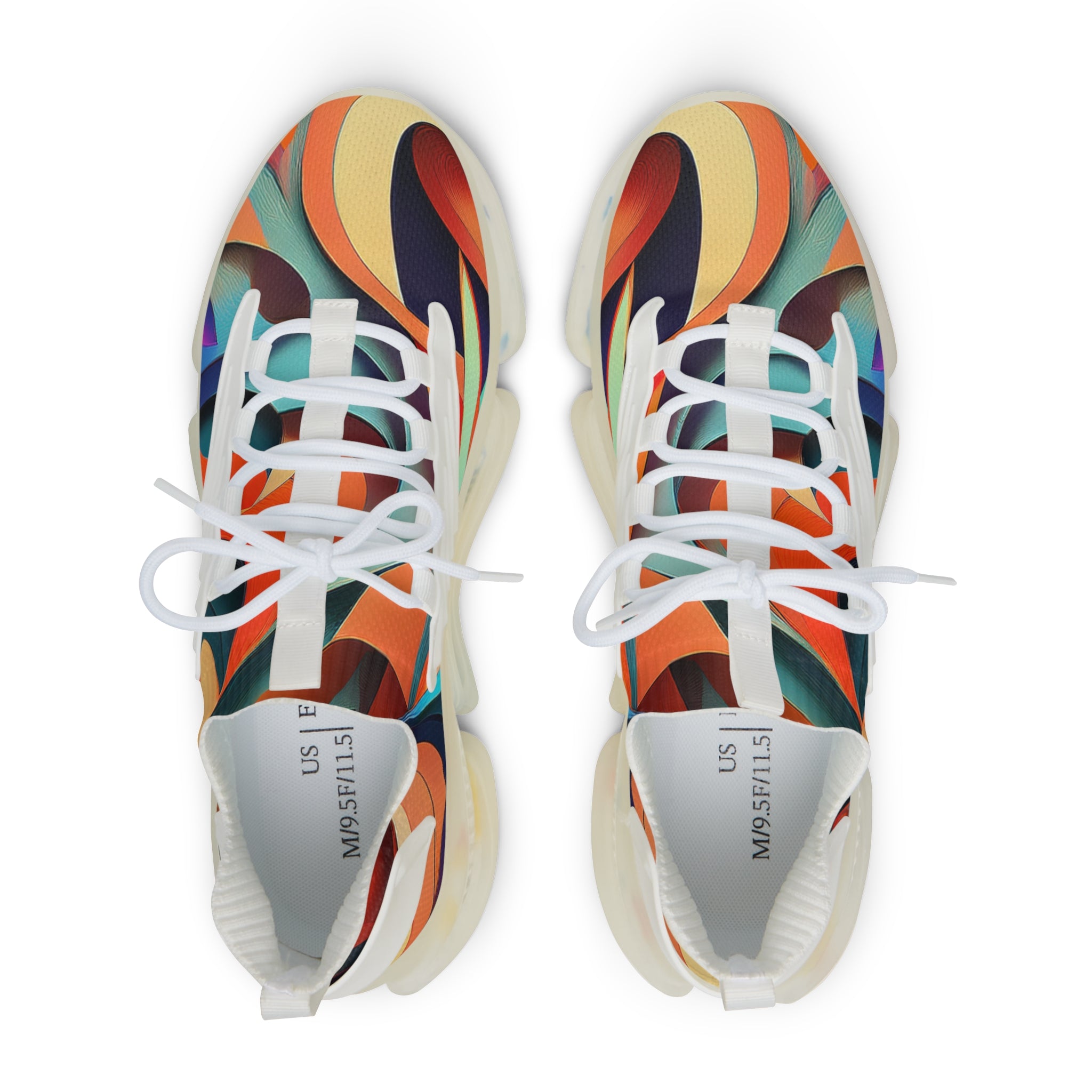 Mesh Sneakers — Retro Abstract Swirl Athletic Shoes