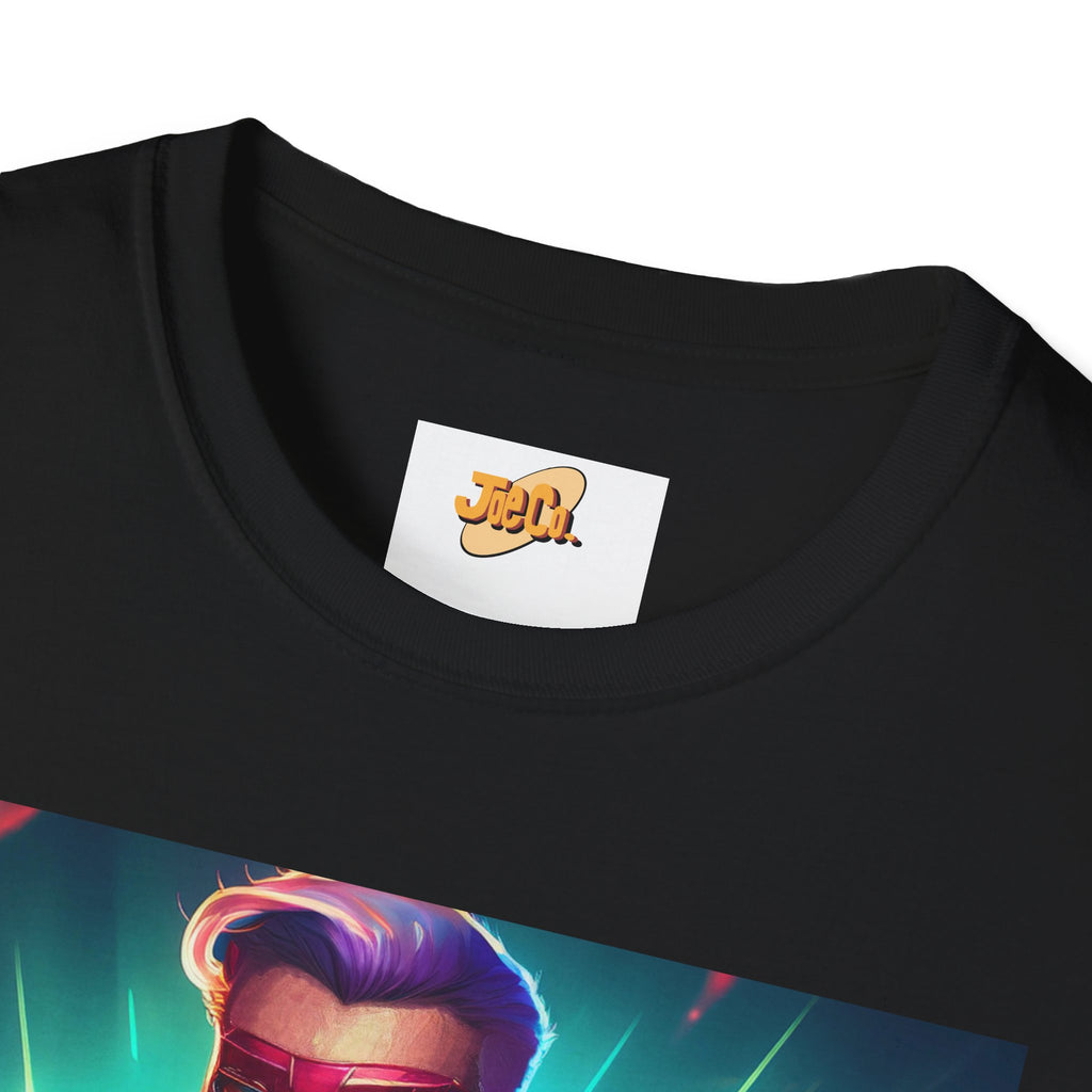 Superhero Graphic T-Shirt — Retro Neon Captain Chest Emblem