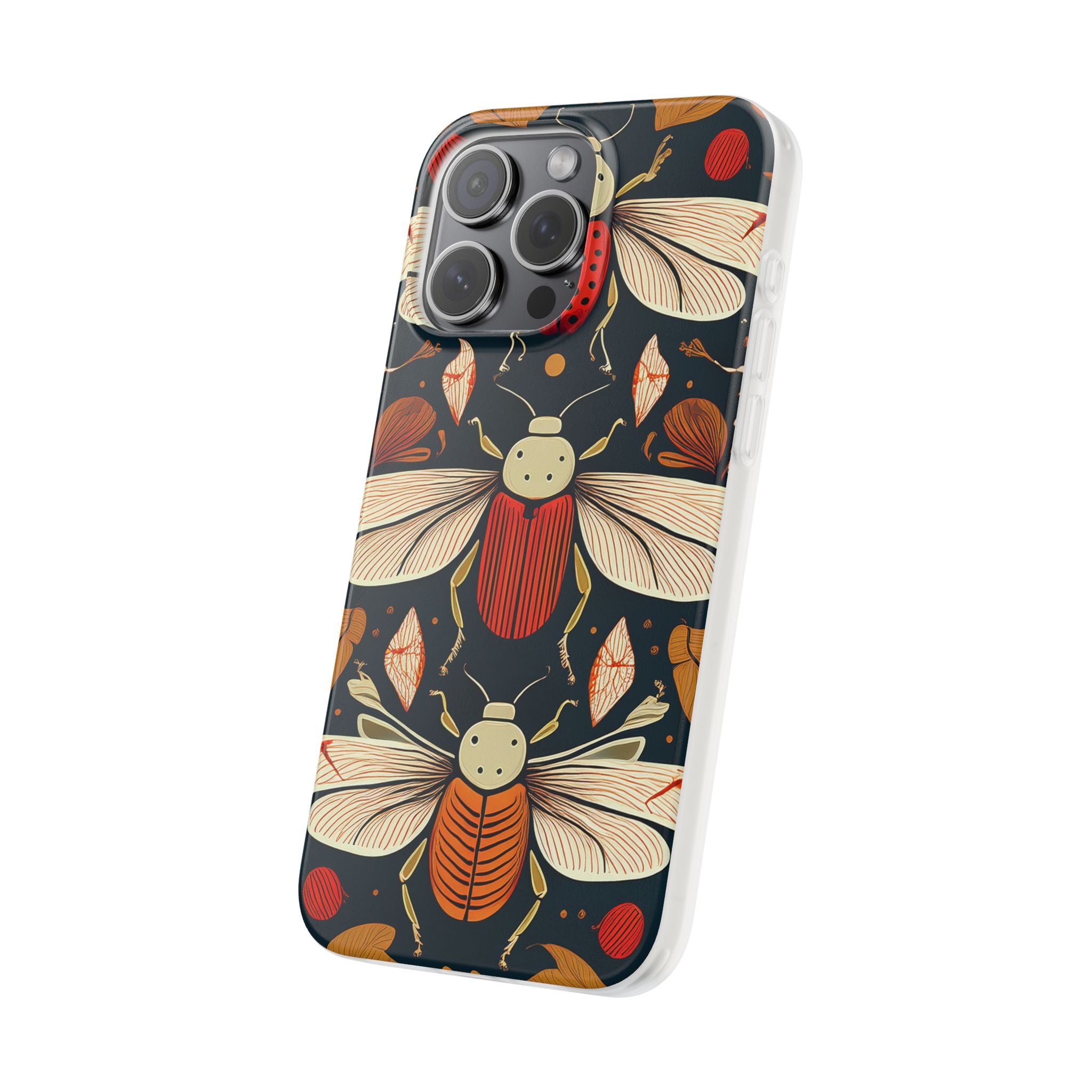Bug Pattern Phone Case — Vintage Floral Firefly Design