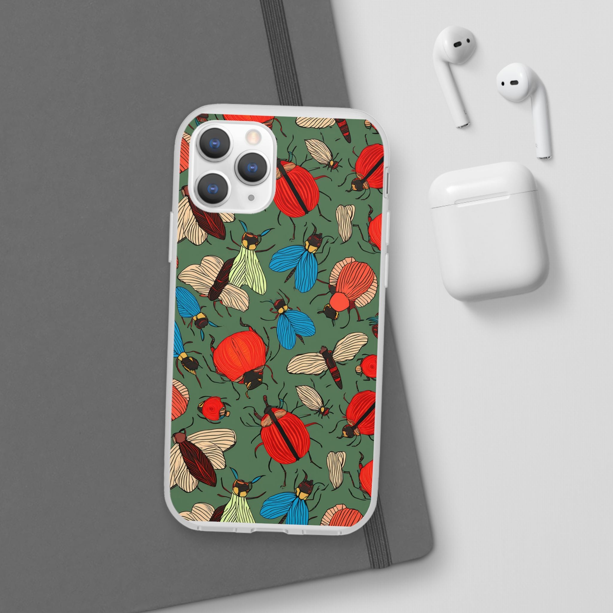 Bug Pattern Phone Case — Colorful Beetles & Flies Design