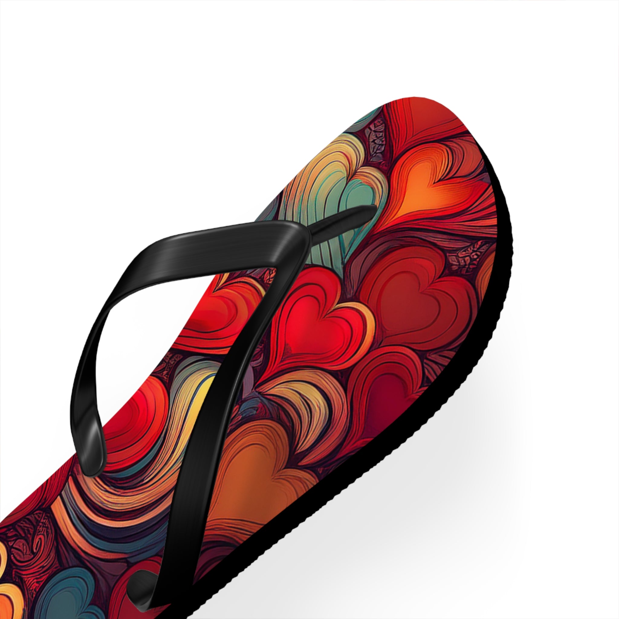 Heart Pattern Flip Flops — Colorful Romantic Summer Sandals