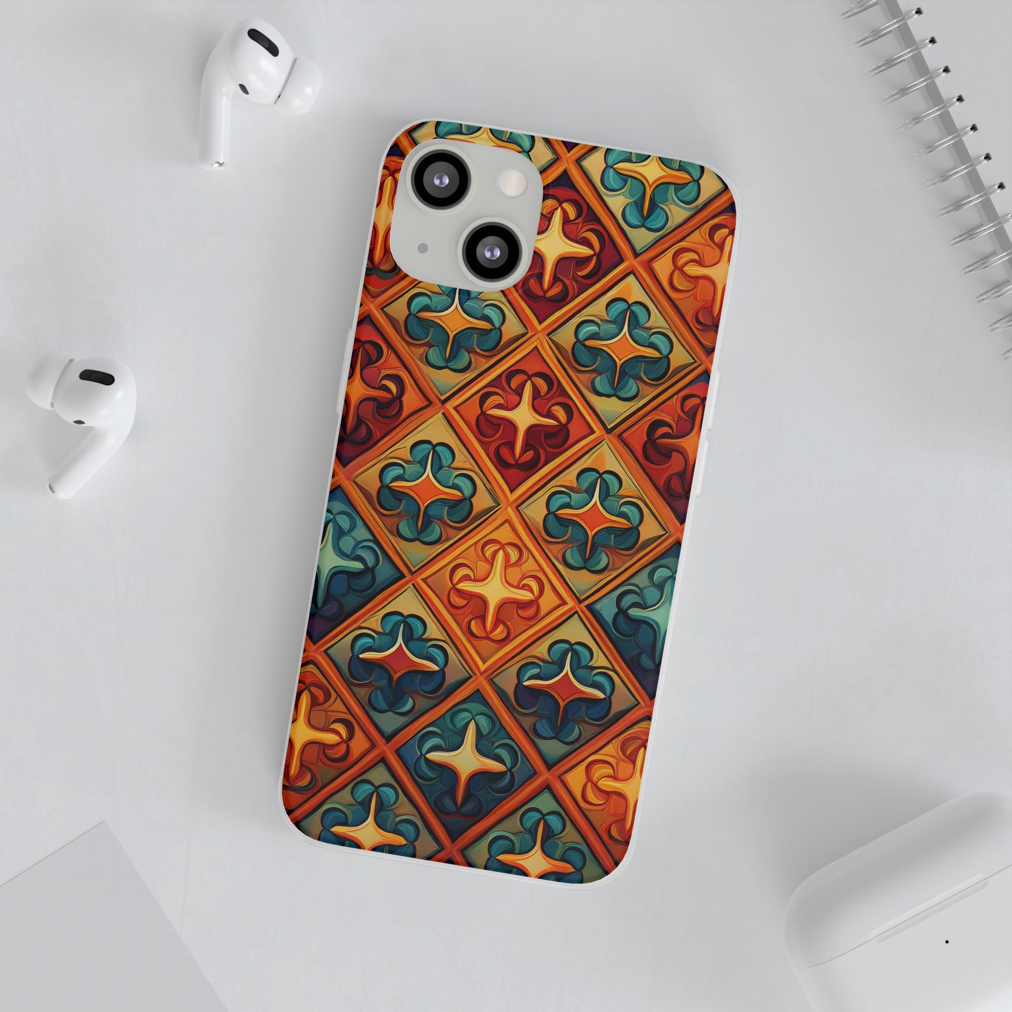 Vintage Tile Pattern Phone Case — Retro Moroccan Geometric Flexi Case