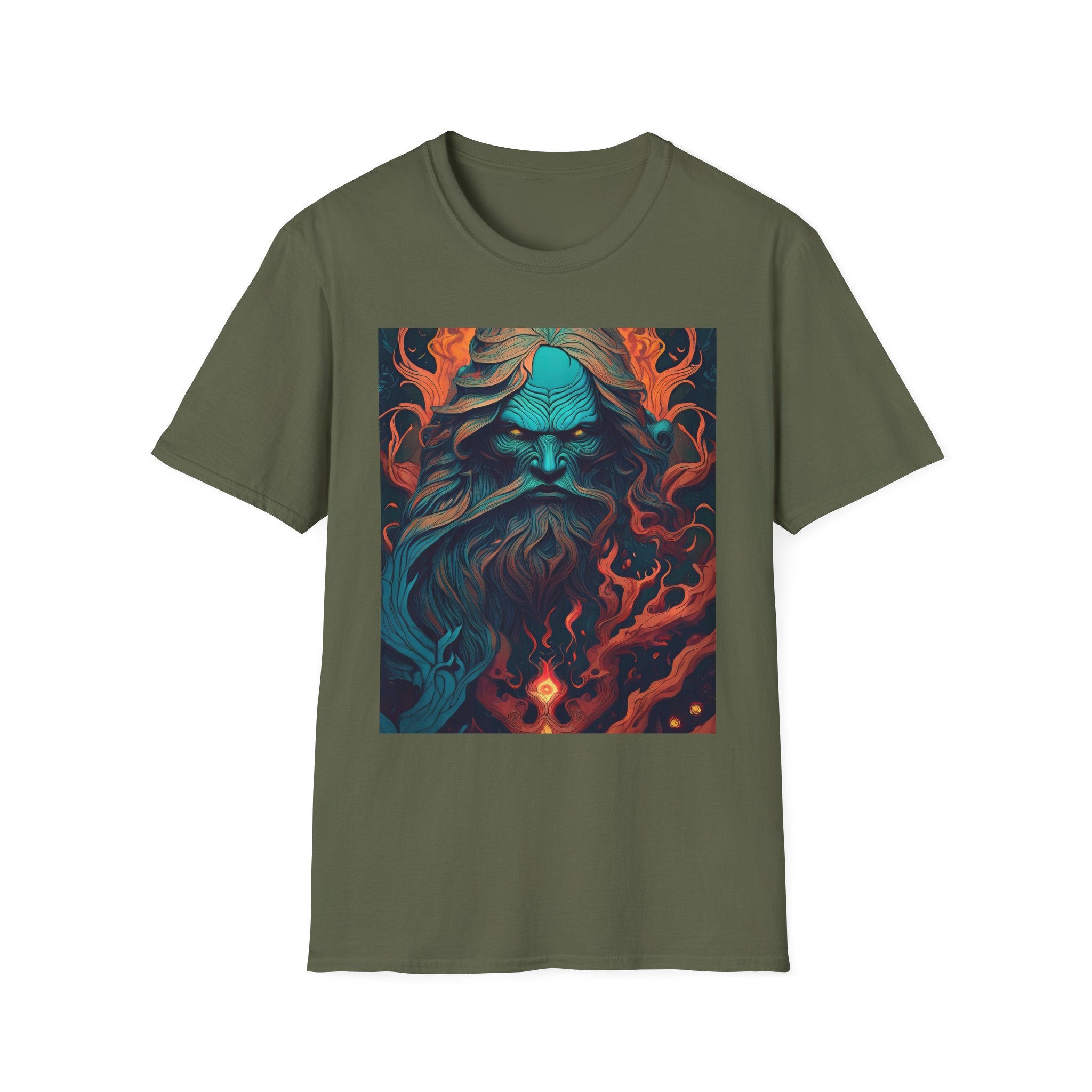 Mythic Sea God Graphic T-Shirt — Trident Poseidon Illustration
