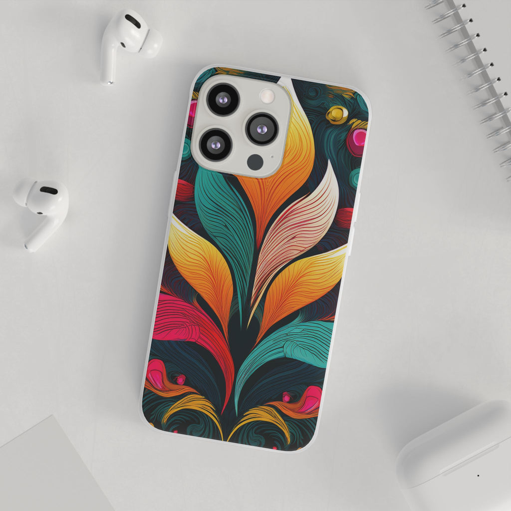Floral Swirl Phone Case — Vibrant Boho Leaf Art Protective Cover