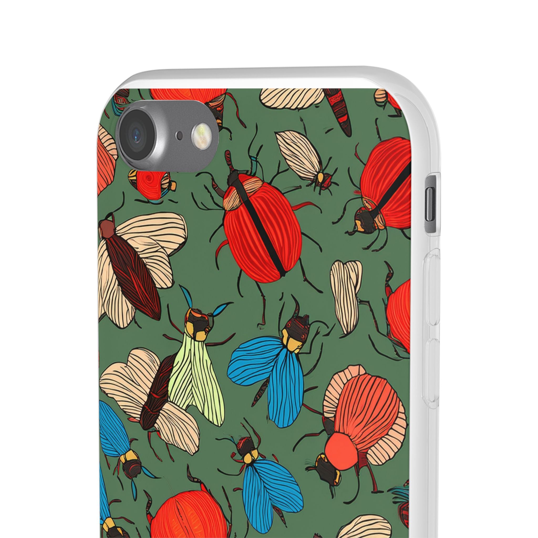 Bug Pattern Phone Case — Colorful Beetles & Flies Design