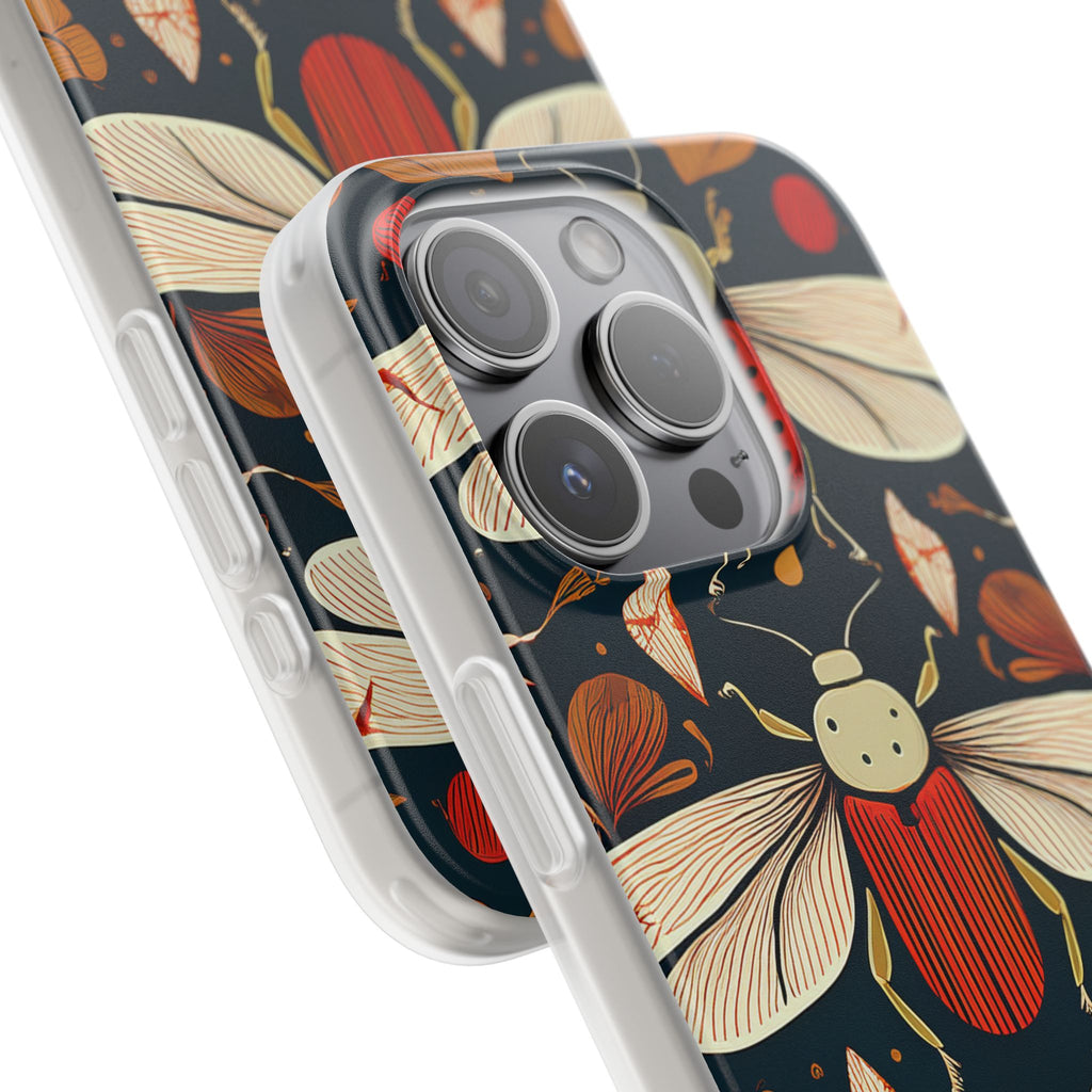 Bug Pattern Phone Case — Vintage Floral Firefly Design