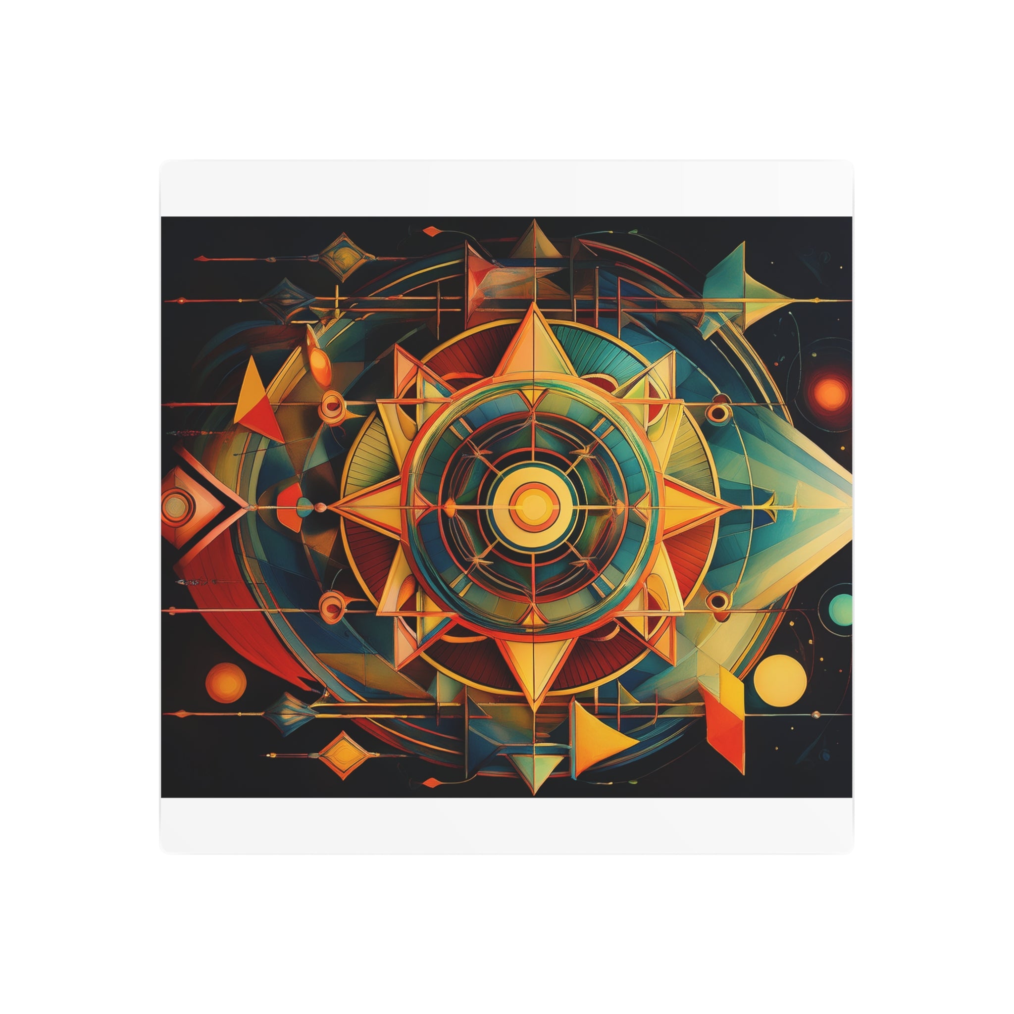Geometric Compass Metal Art Sign — Abstract Nautical Wall Decor