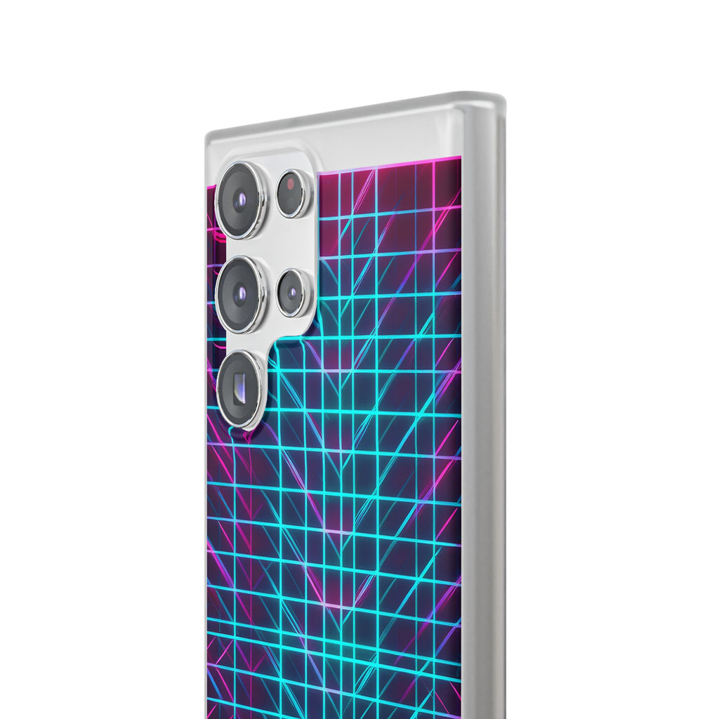 Retro Neon Grid Phone Case – 80s Vaporwave Geometric iPhone Cover