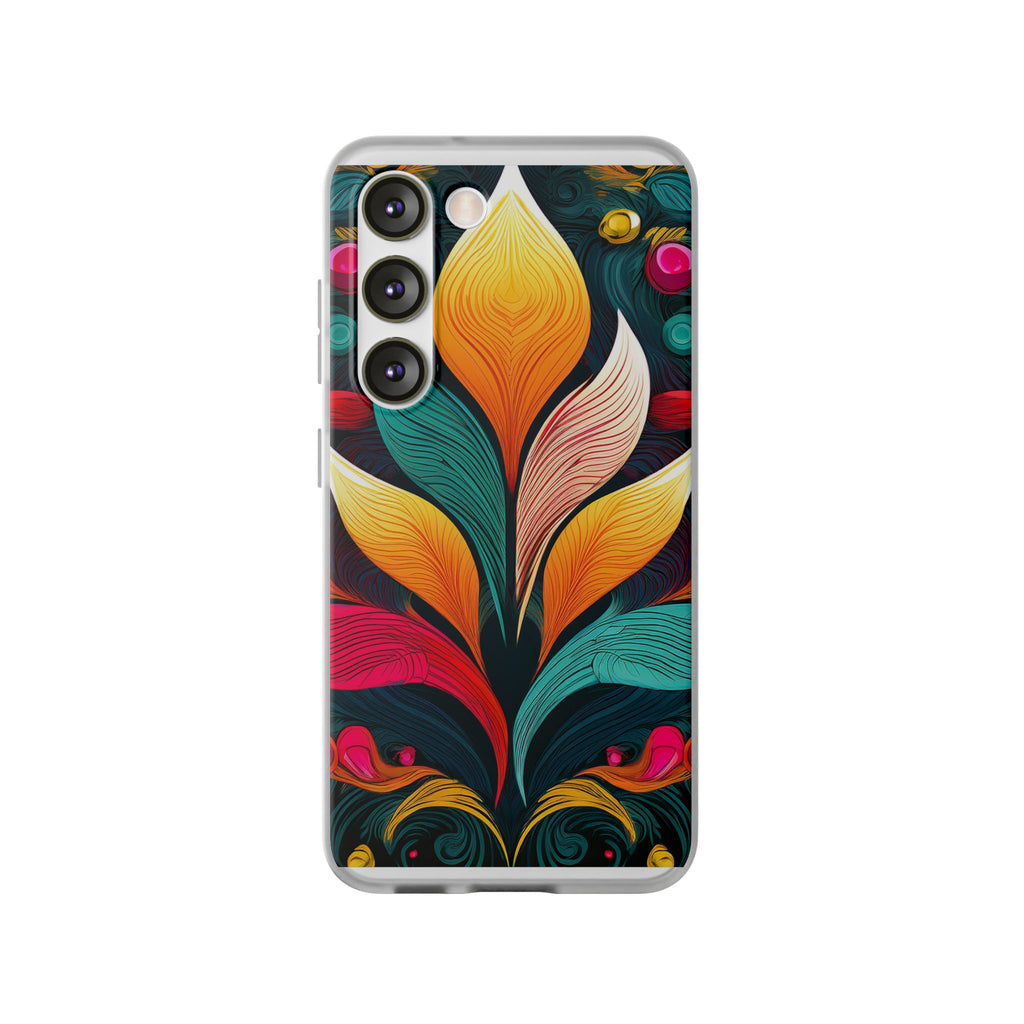 Floral Swirl Phone Case — Vibrant Boho Leaf Art Protective Cover