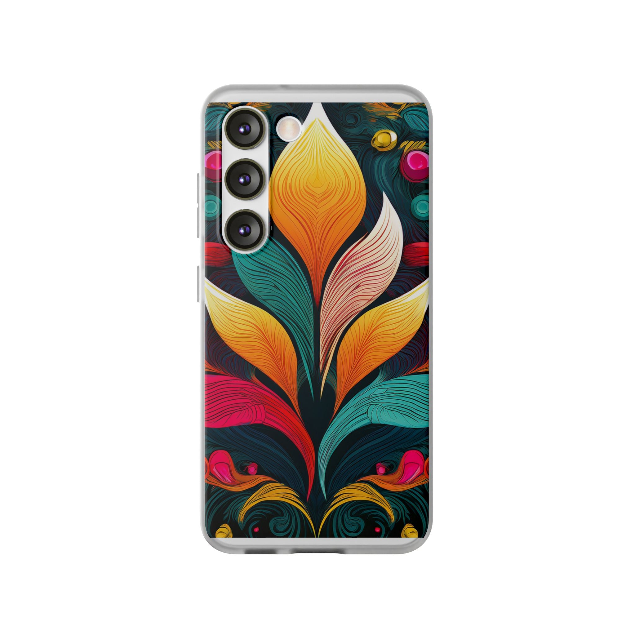 Floral Swirl Phone Case — Vibrant Boho Leaf Art Protective Cover