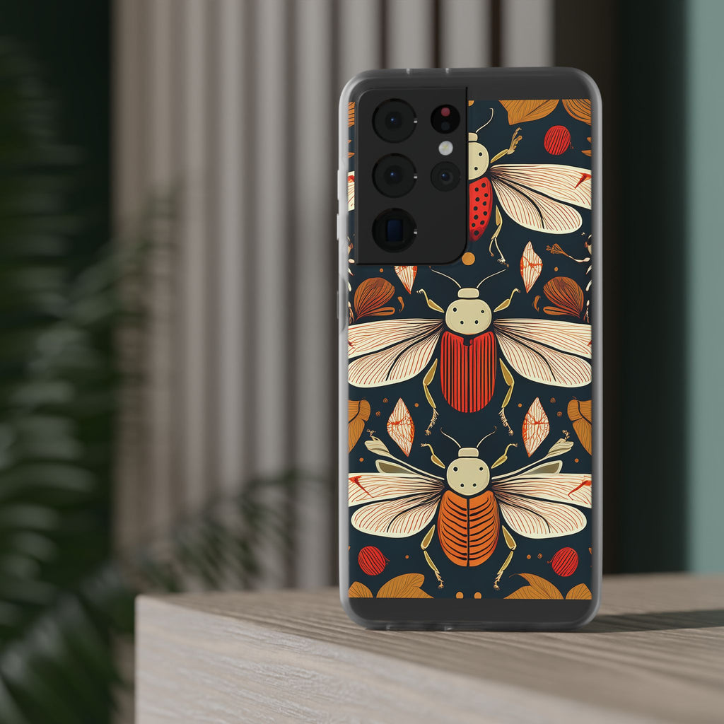 Bug Pattern Phone Case — Vintage Floral Firefly Design