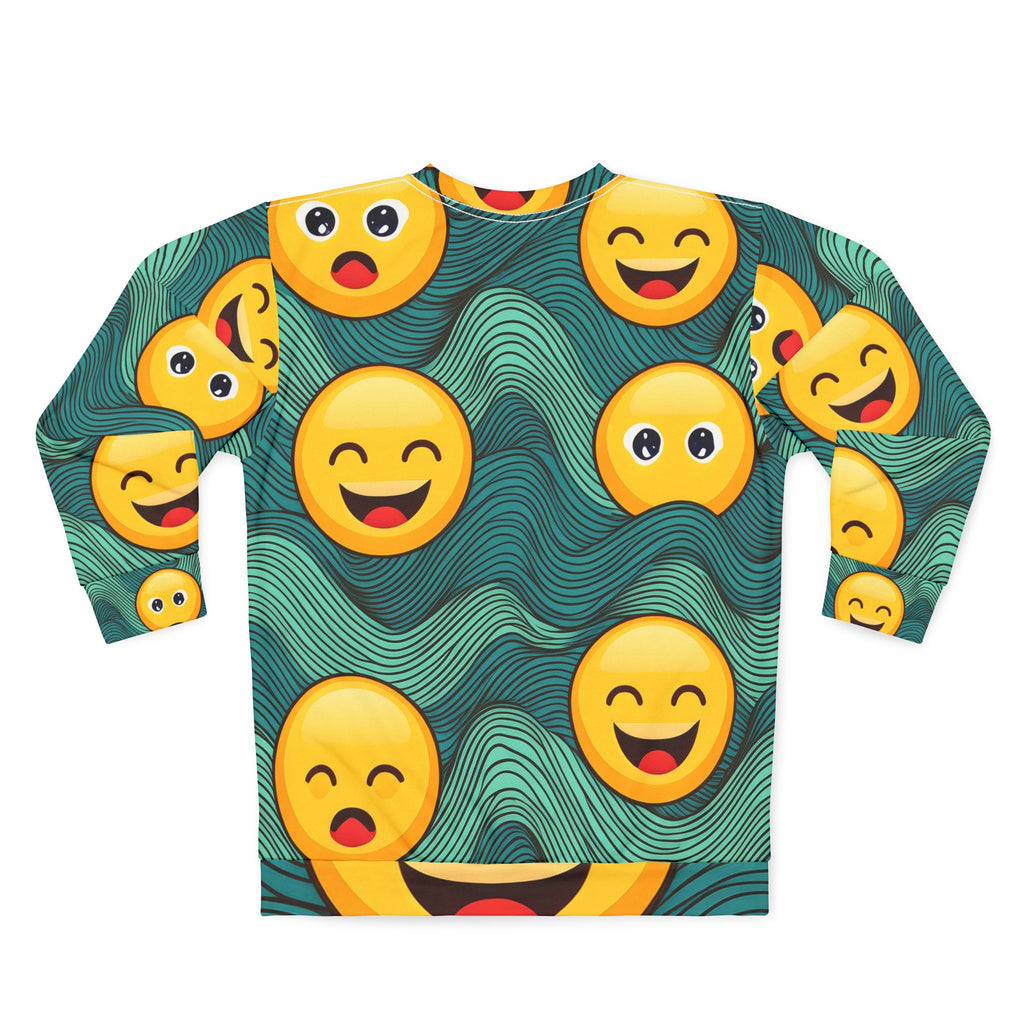 Emoji Wave Sweatshirt — All-Over Print Smiling Emoji Crewneck
