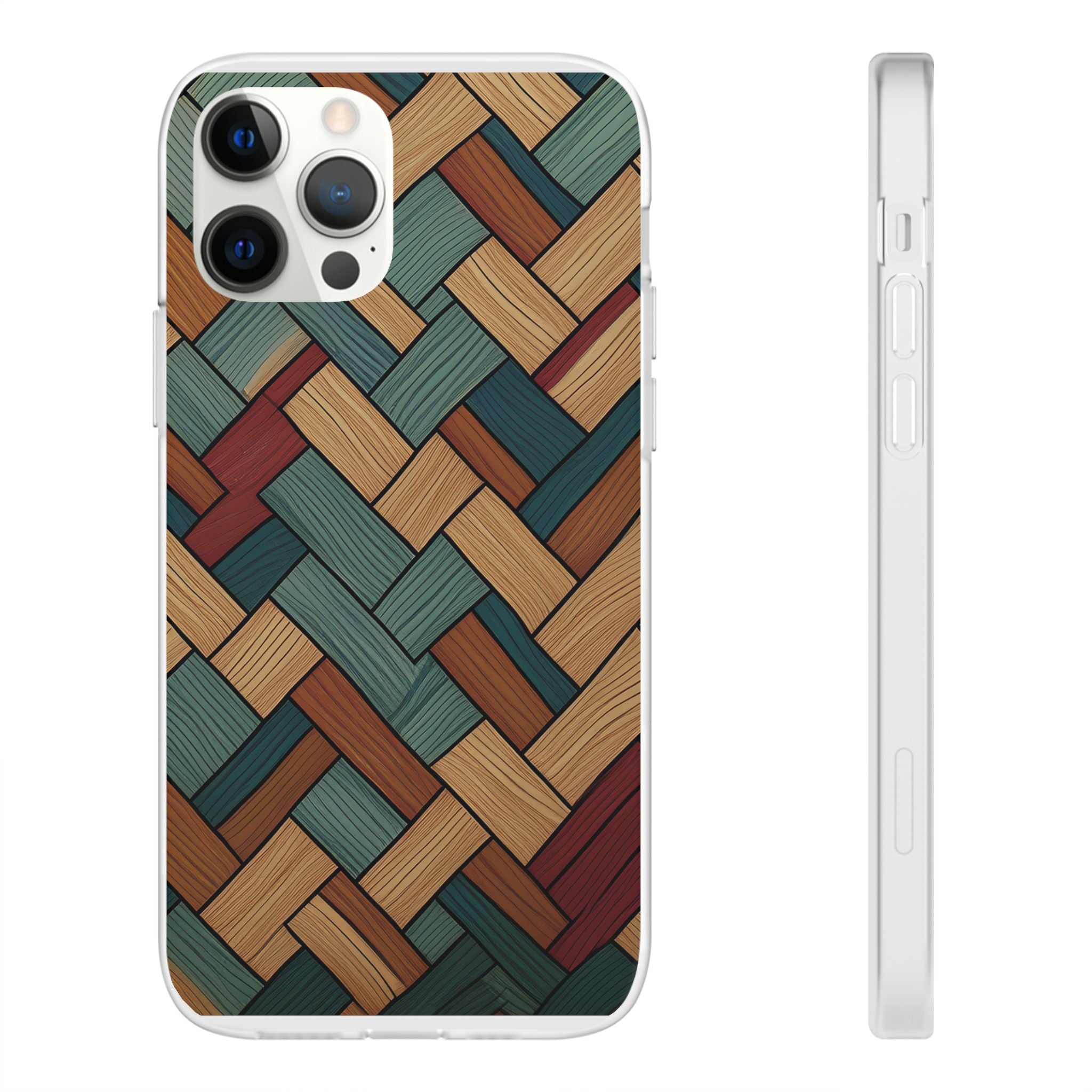 Woven Wood Pattern Phone Case — Rustic Geometric iPhone Flexi Case
