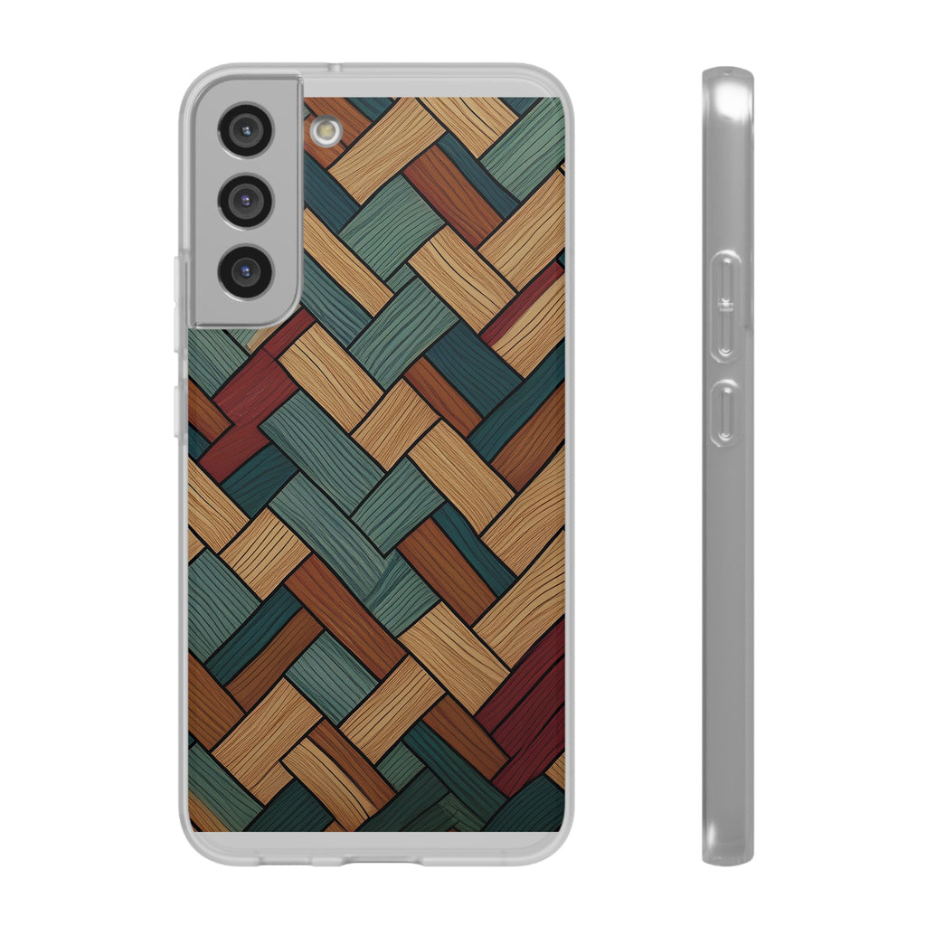Woven Wood Pattern Phone Case — Rustic Geometric iPhone Flexi Case