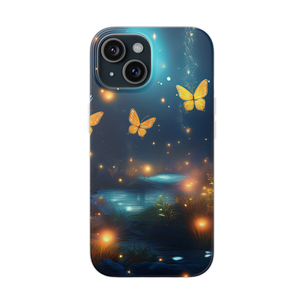 Butterfly Night Sky Phone Case – Glowing Firefly Fantasy for iPhone