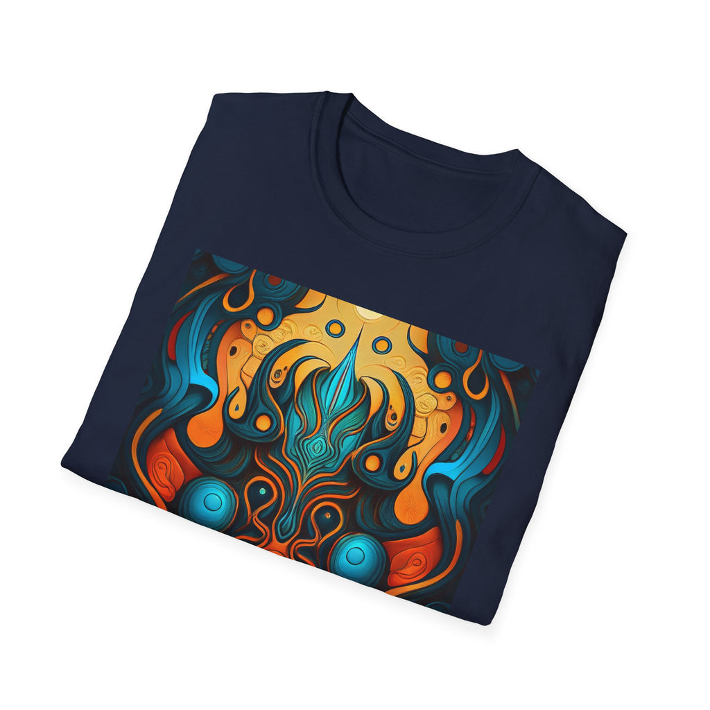 Psychedelic Abstract Mask T-Shirt — Vibrant Tribal Floral Art Tee
