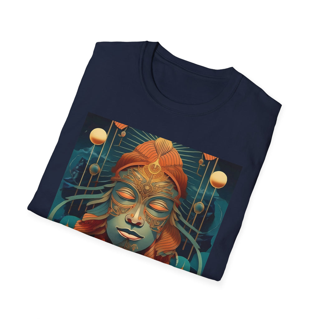 Meditative Goddess T-Shirt — Tranquil Floral Face Art Tee