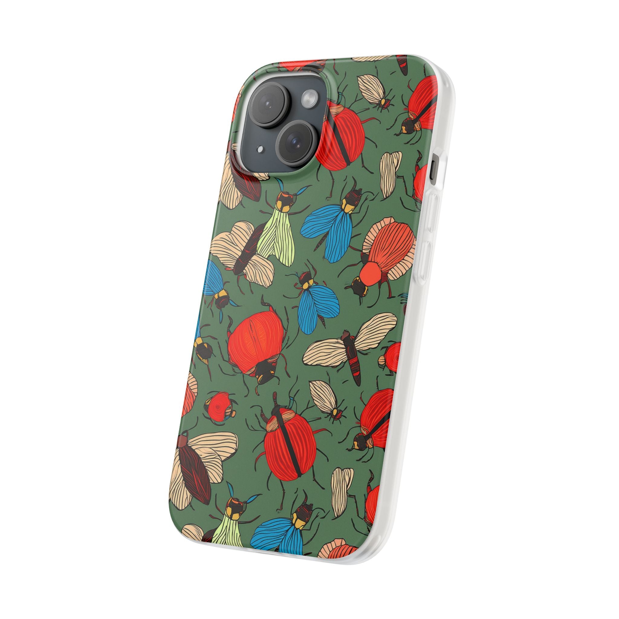 Bug Pattern Phone Case — Colorful Beetles & Flies Design