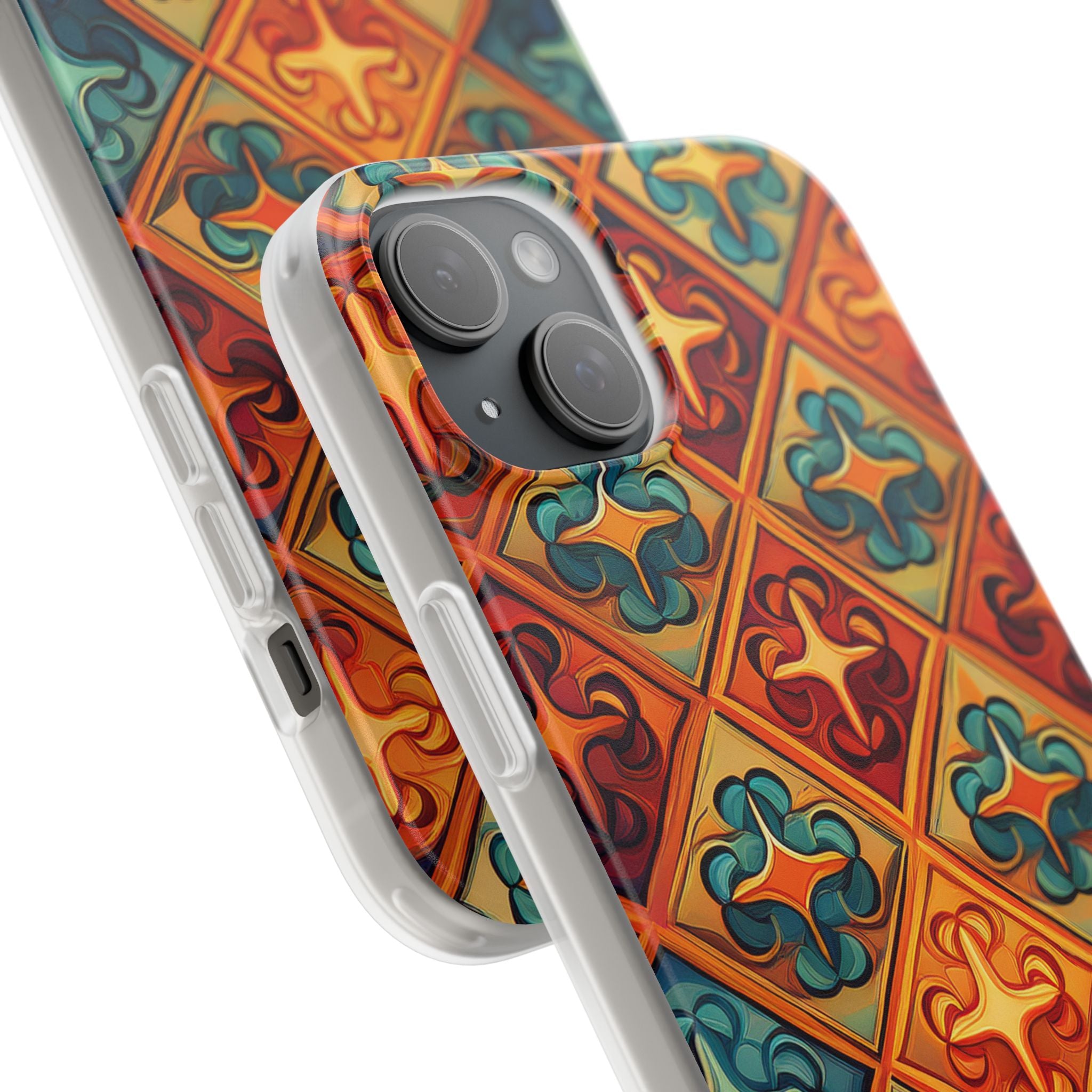 Vintage Tile Pattern Phone Case — Retro Moroccan Geometric Flexi Case