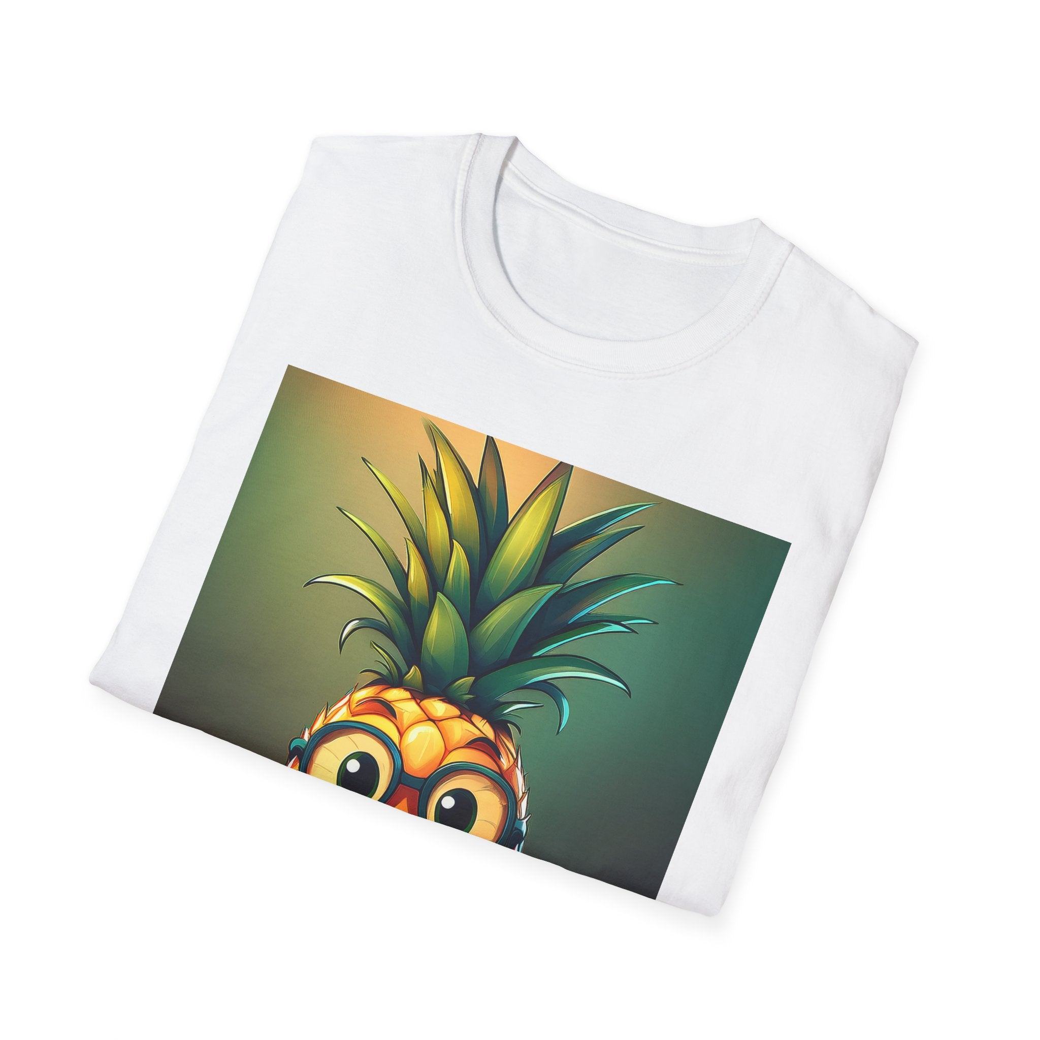 Pineapple Cartoon T-Shirt — Cute Smiling Pineapple with Glasses Tee