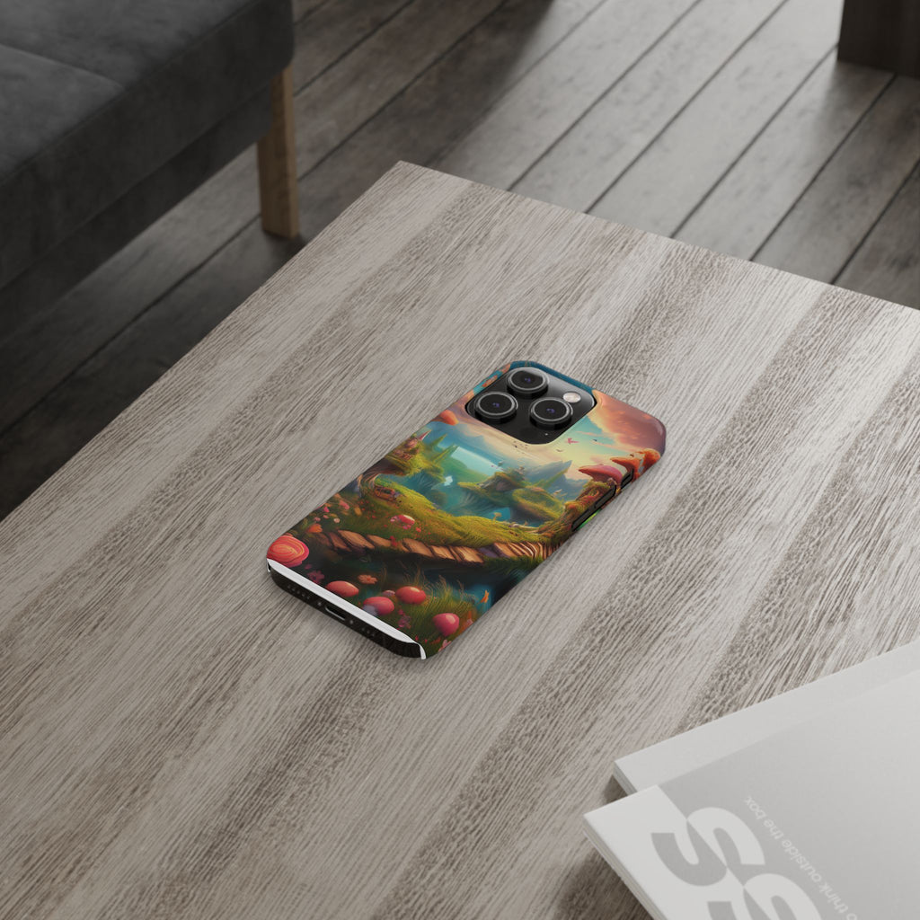 Fantasy Landscape Slim Phone Case — Enchanted Mushroom Path