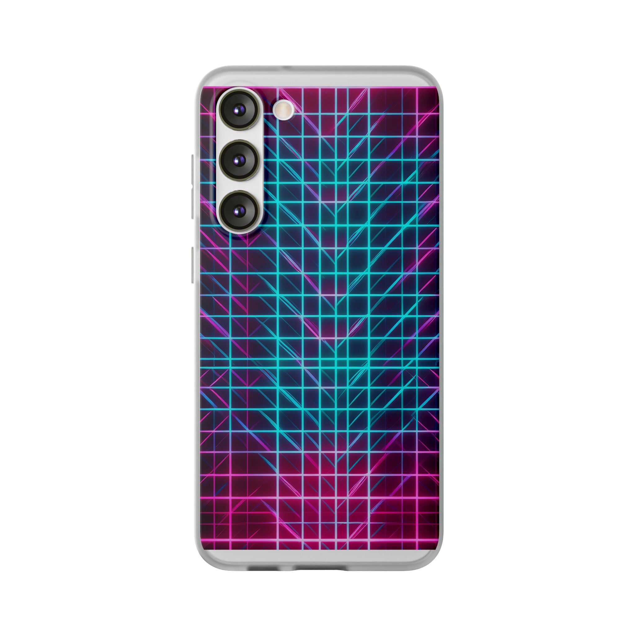 Retro Neon Grid Phone Case – 80s Vaporwave Geometric iPhone Cover