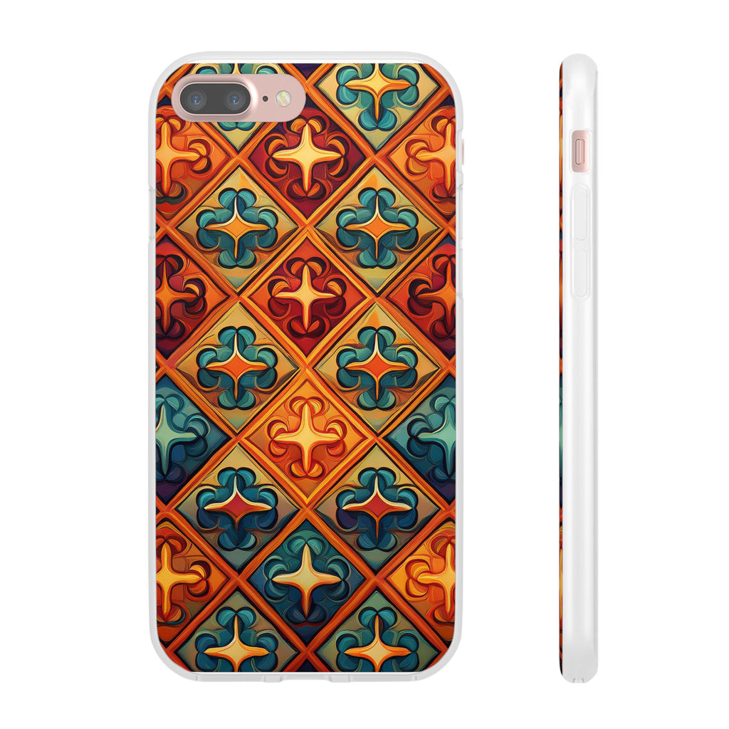Vintage Tile Pattern Phone Case — Retro Moroccan Geometric Flexi Case