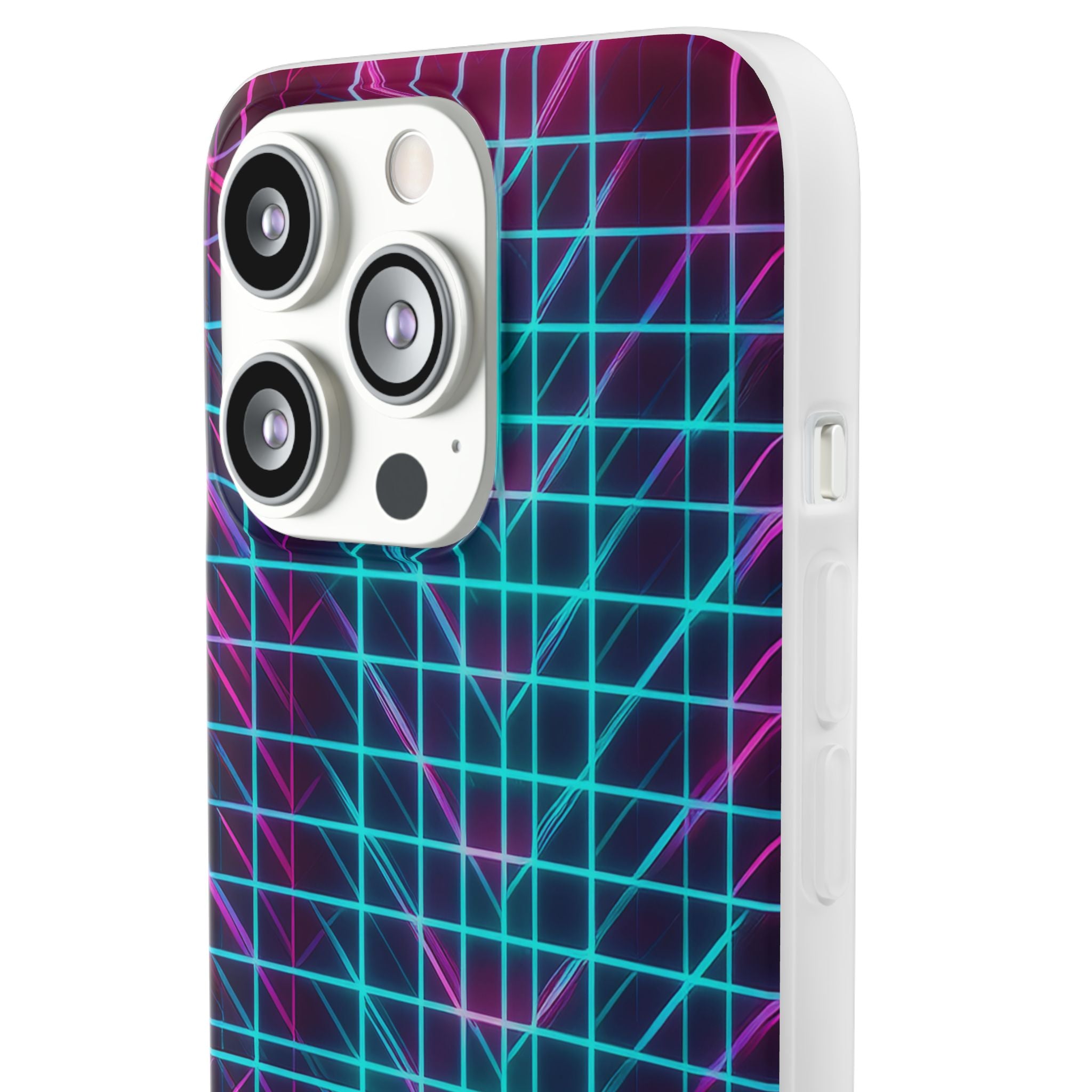Retro Neon Grid Phone Case – 80s Vaporwave Geometric iPhone Cover