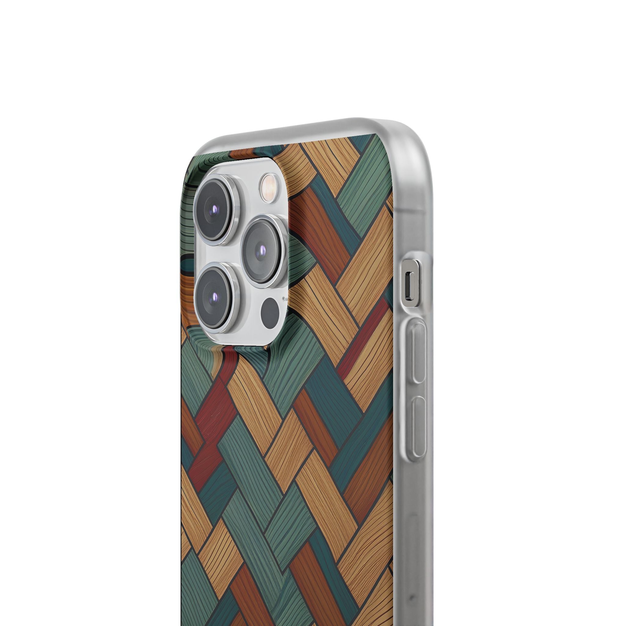 Woven Wood Pattern Phone Case — Rustic Geometric iPhone Flexi Case
